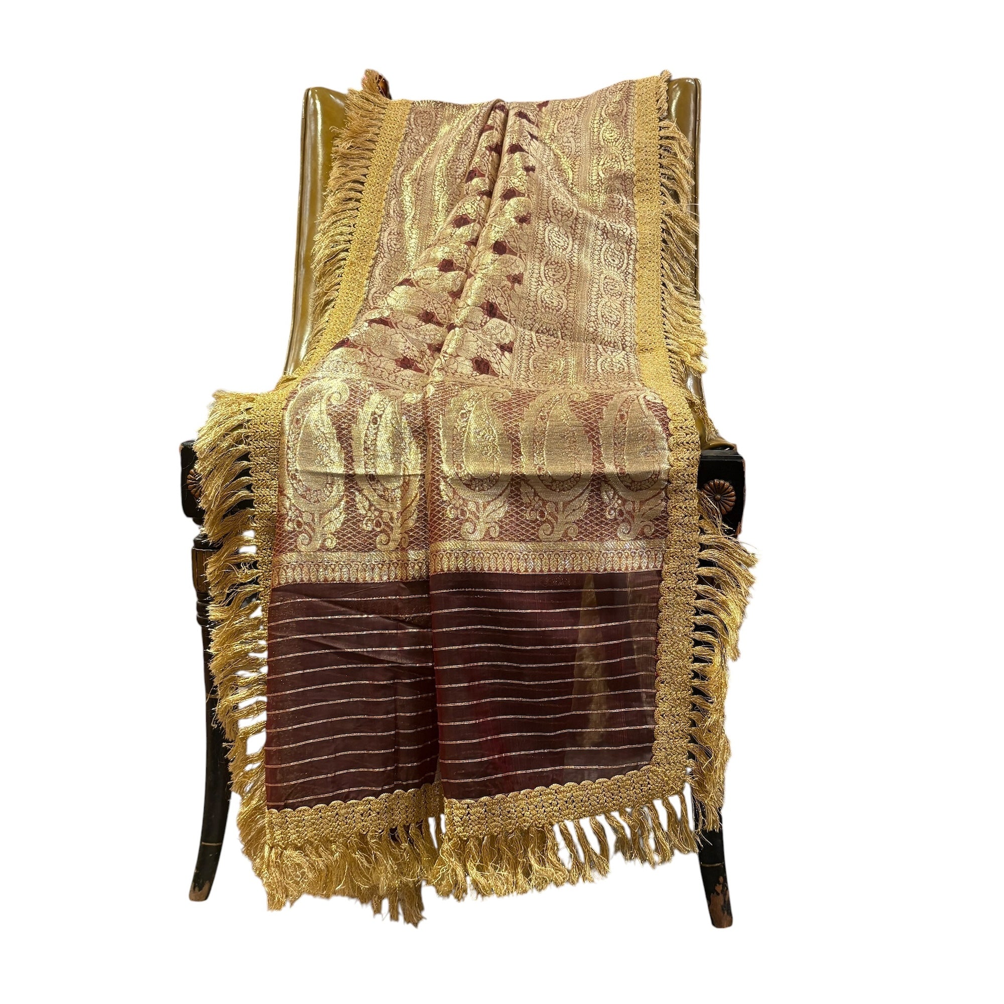 Wine & Gold Brocade Dupatta