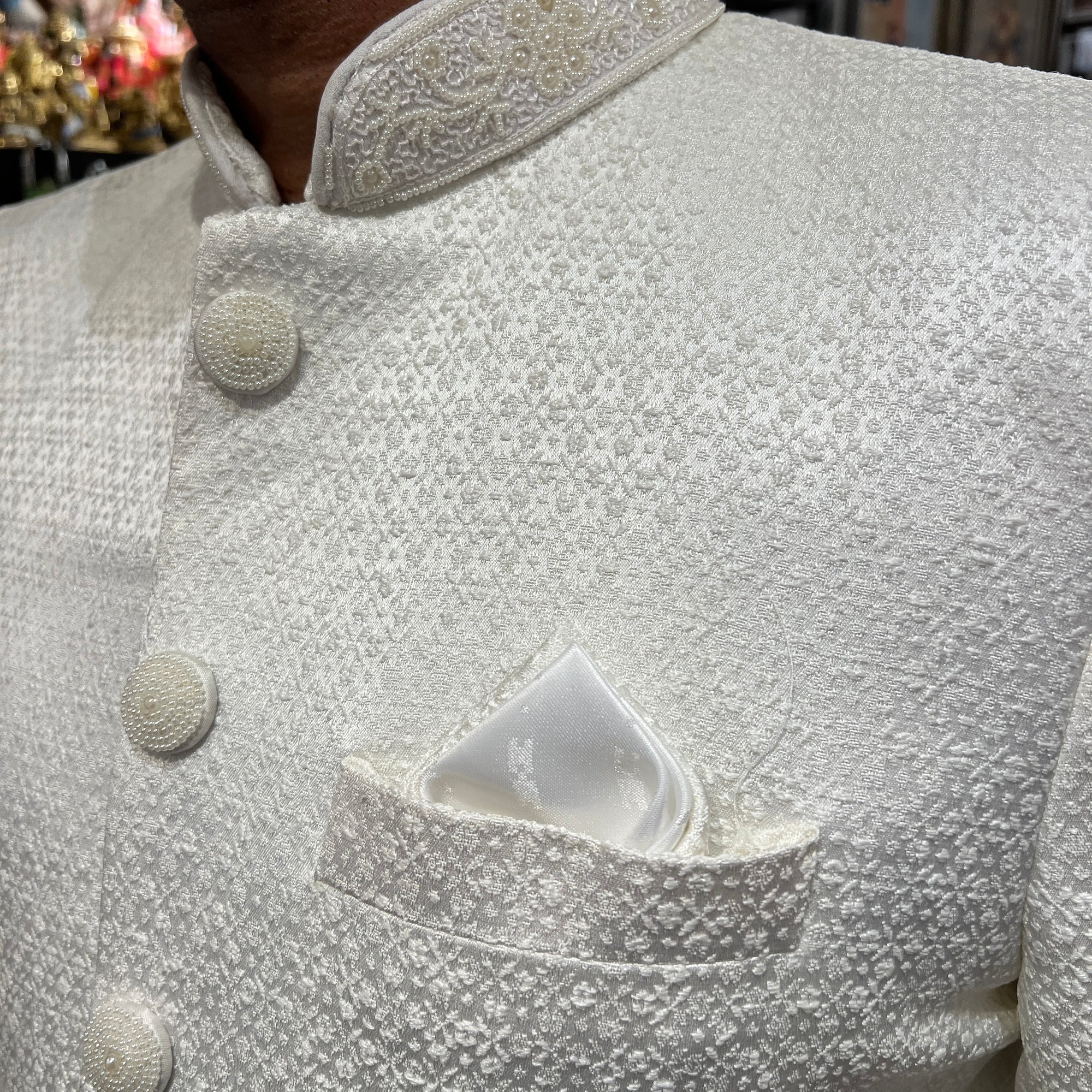 YD Ivory Embroidered Sherwani - Vintage India NYC