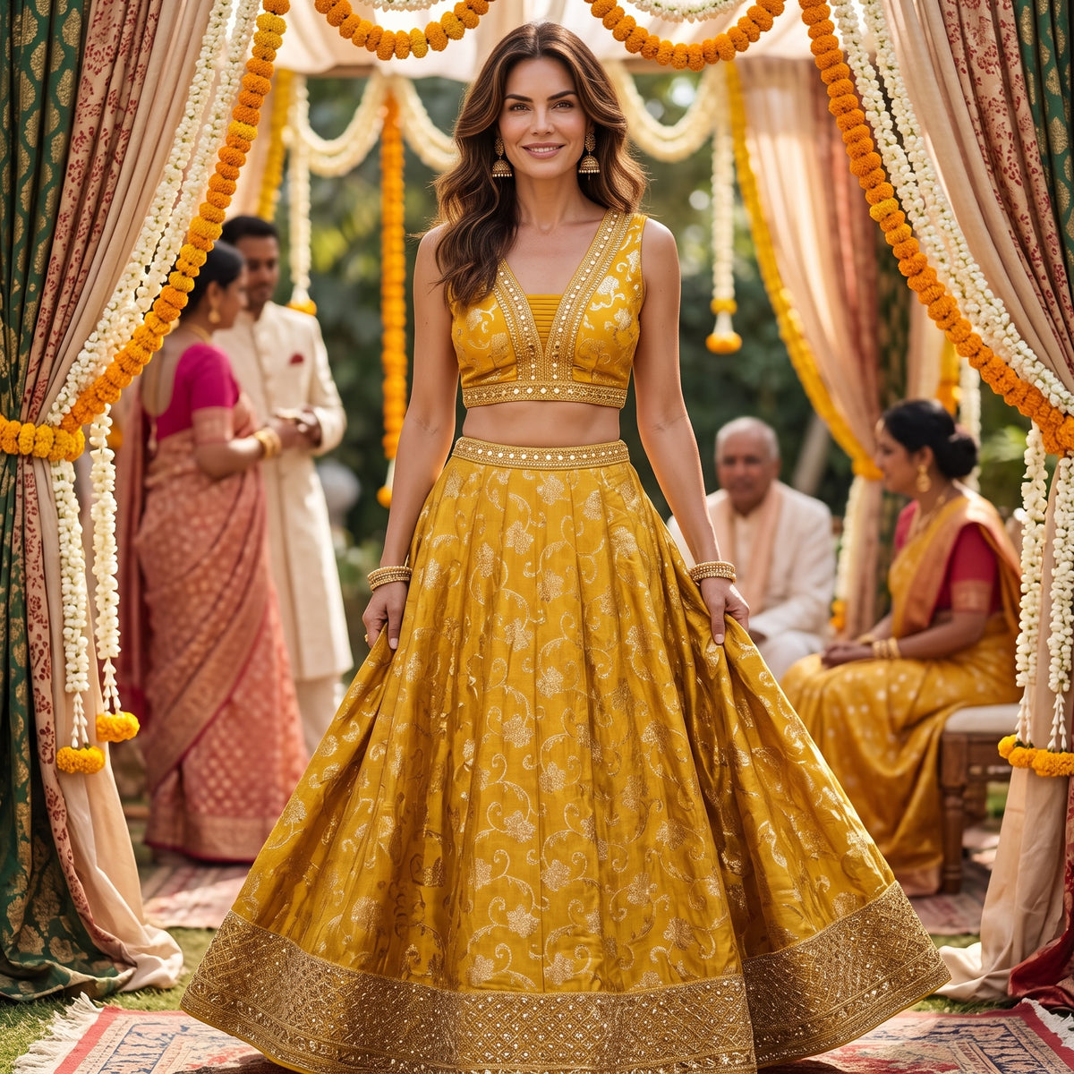 DT Yellow Banarasi Lehenga