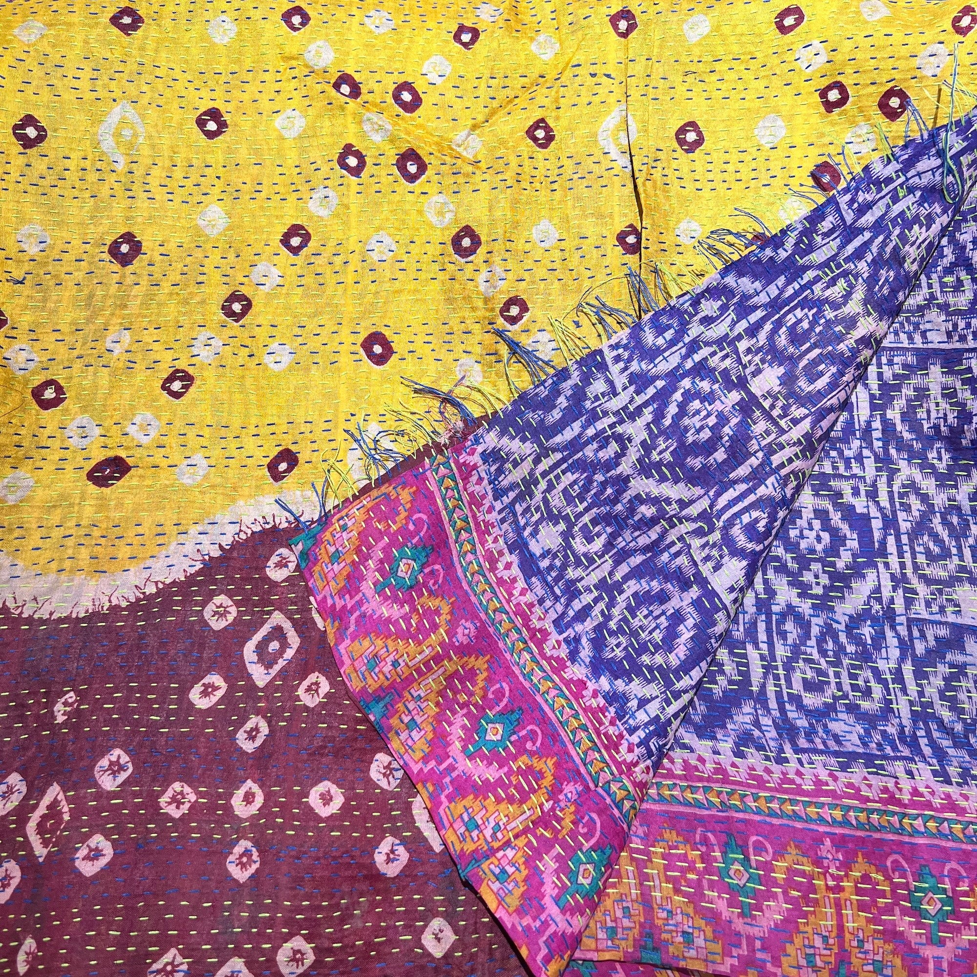 Silk Kantha Stoles - Vintage India NYC