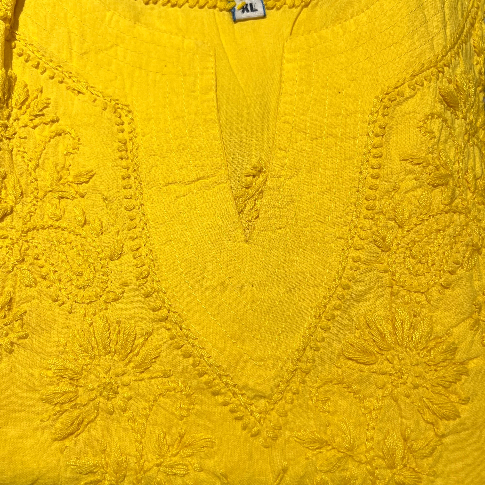 AR Long Embroidered Cotton Tunic- XL - Vintage India NYC
