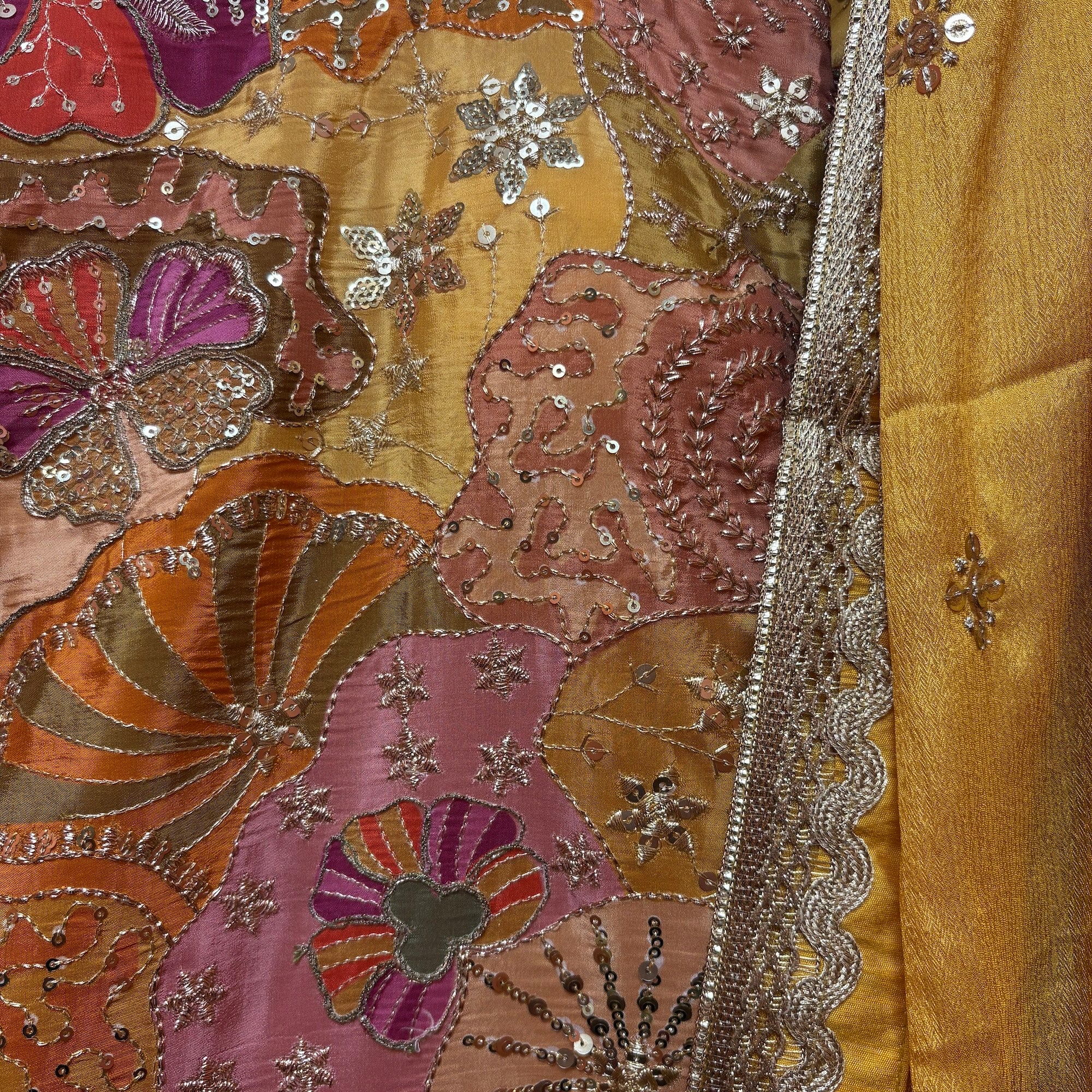 DT Long Top Yellow Floral Lehenga