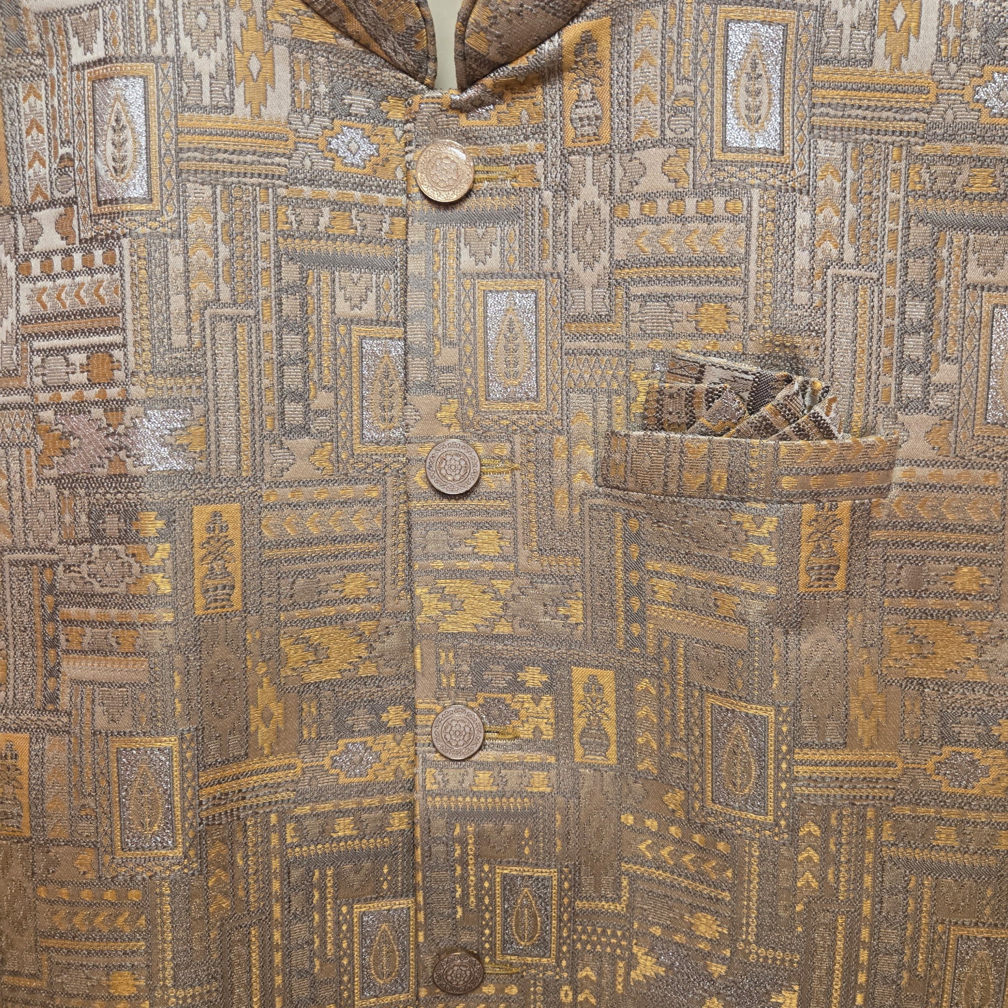 Yellow Silver Geometric Vest