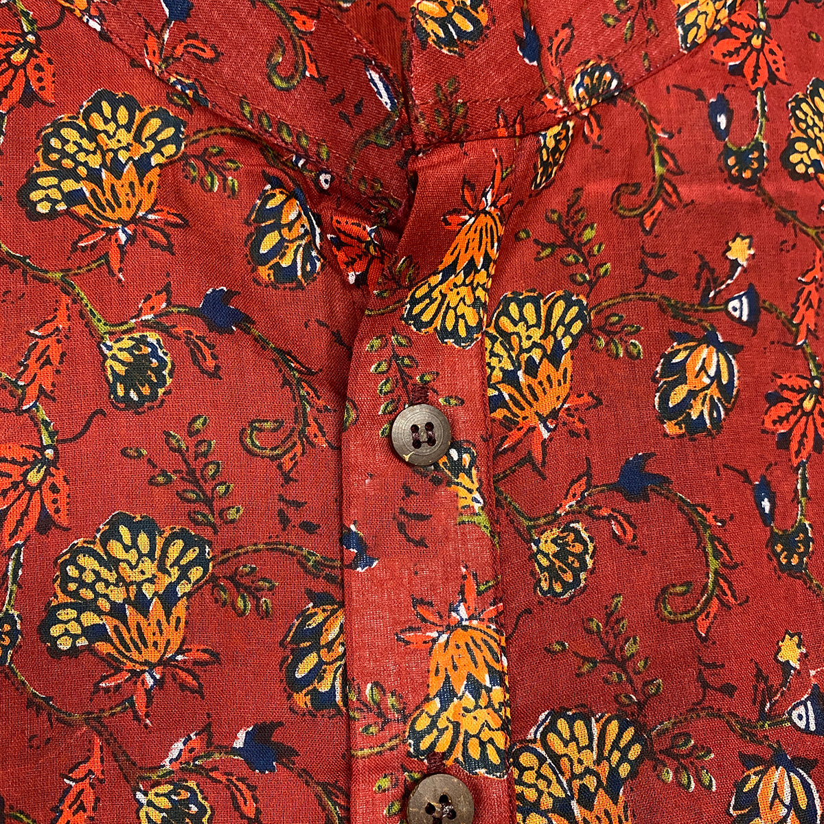 AR Mens Block Print Short Kurta - Vintage India NYC
