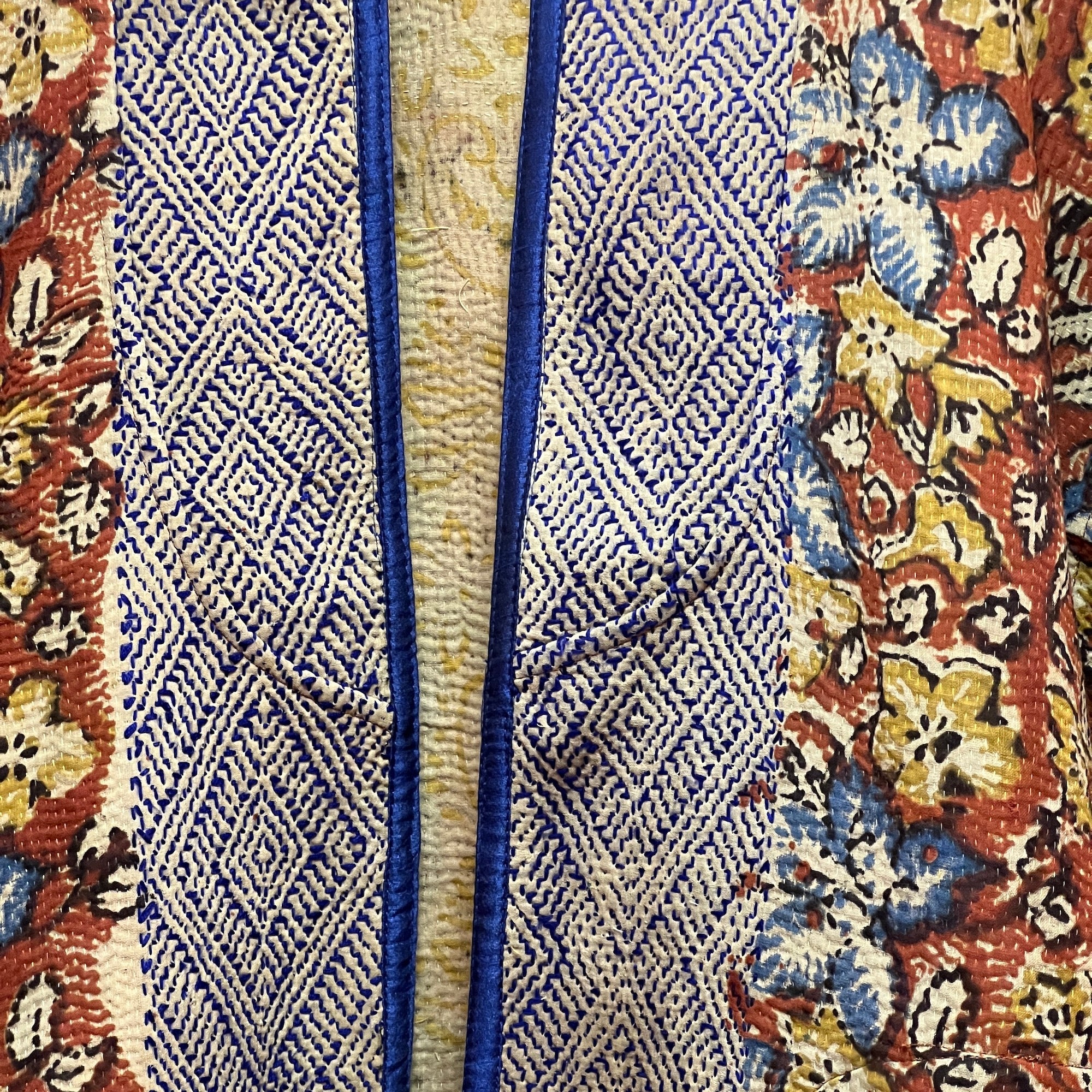 Ajrakh Cotton Kantha Quilted Long Coat - Vintage India NYC