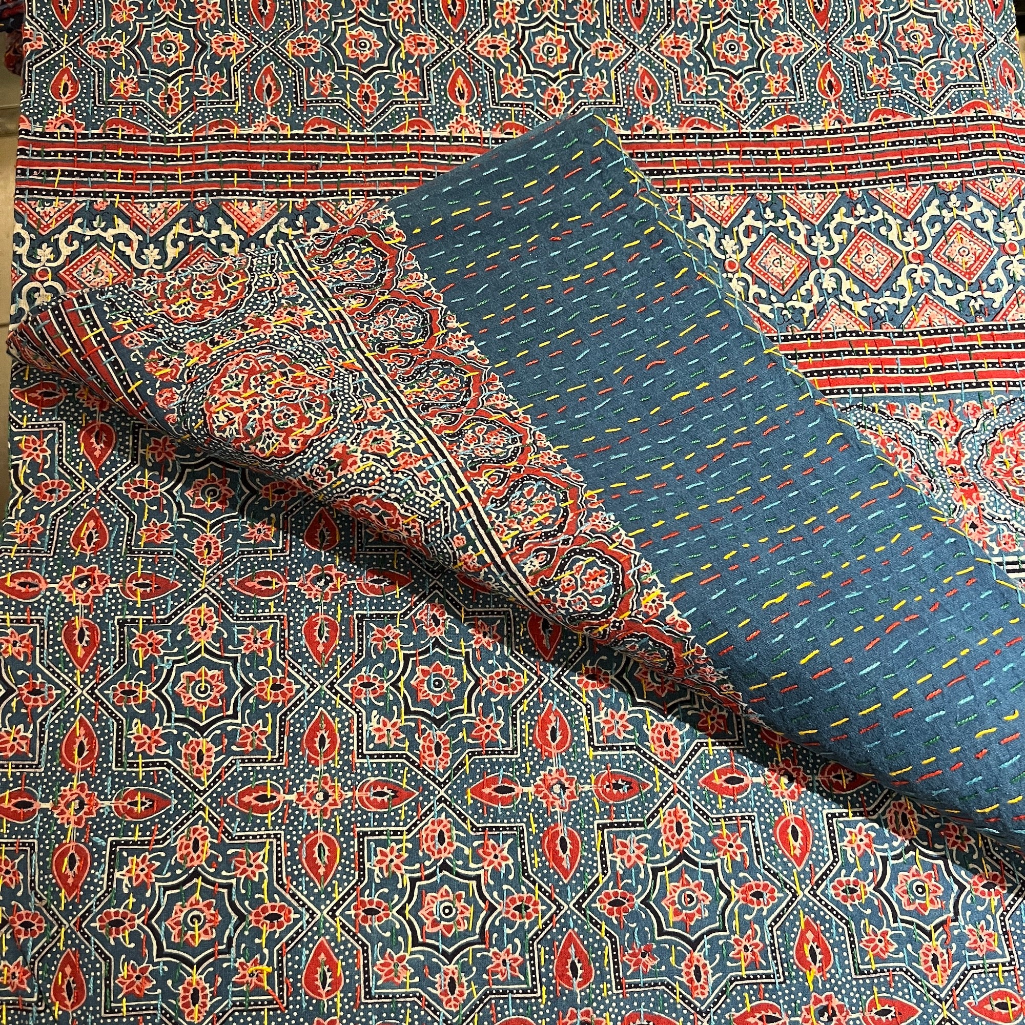 Ajrakh Kantha Quilts-Many Colors - Vintage India NYC