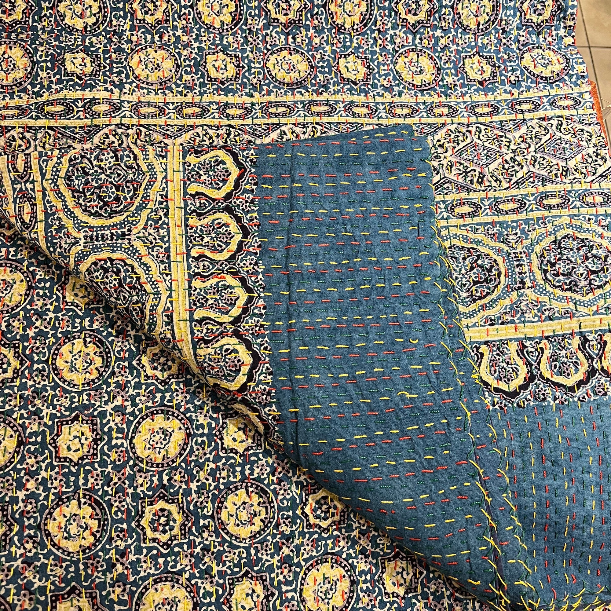 Ajrakh Kantha Quilts-Many Colors - Vintage India NYC