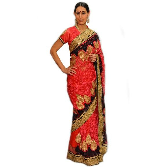 Pink and black saree - Vintage India NYC