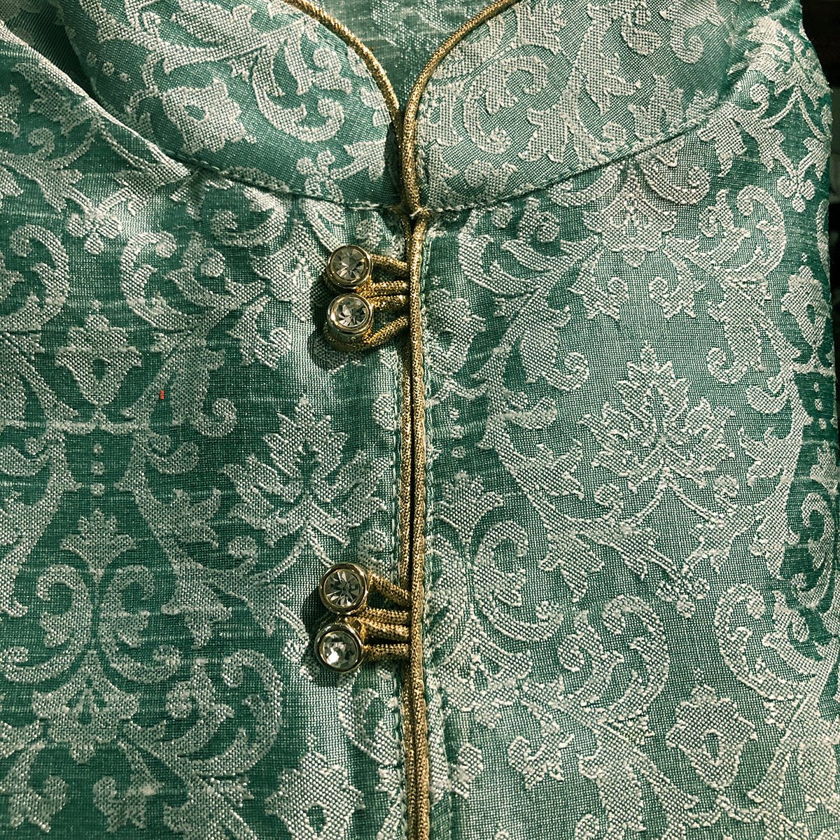 DT Boys Lt. Mint Brocade Kurta - Vintage India NYC