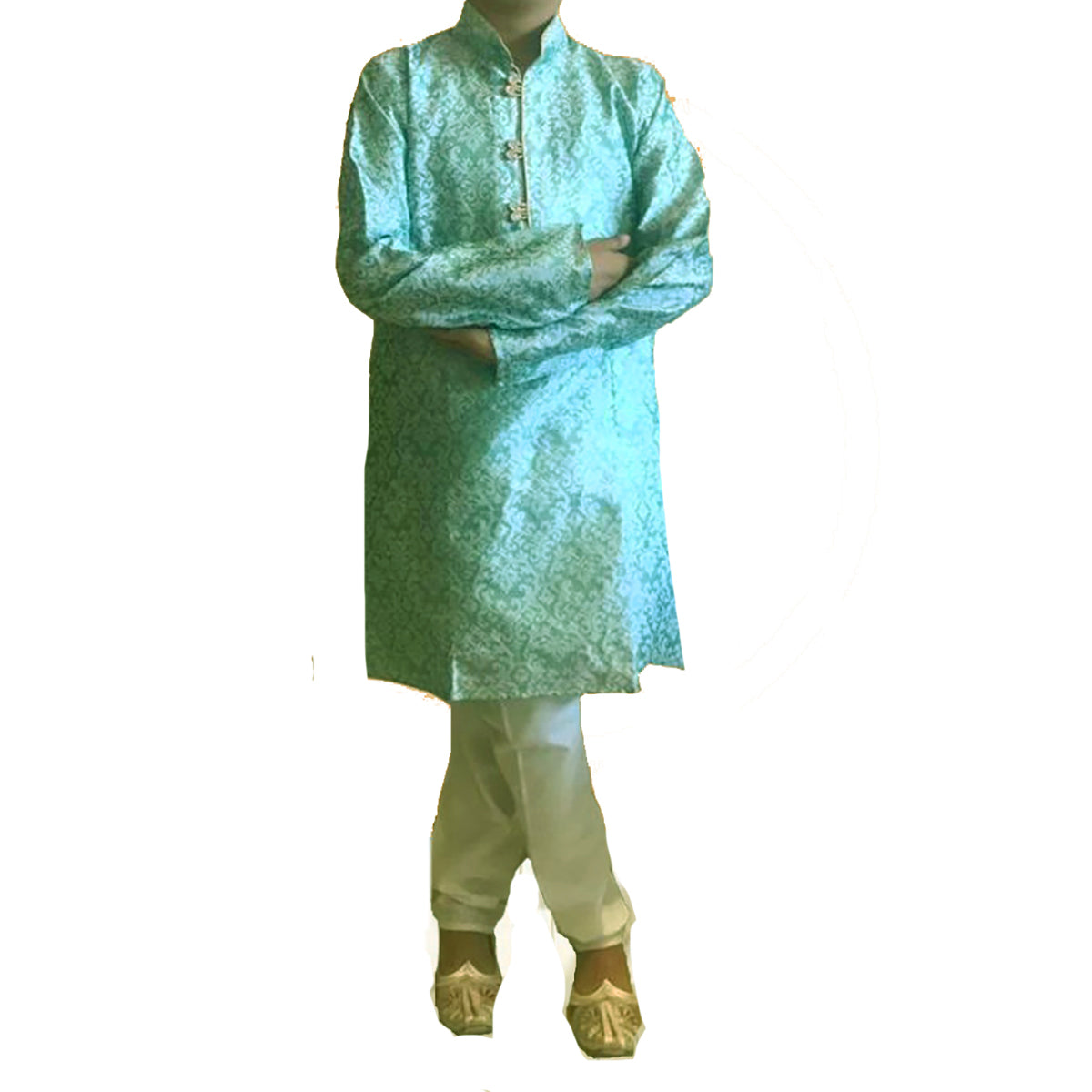 DT Boys Lt. Mint Brocade Kurta - Vintage India NYC