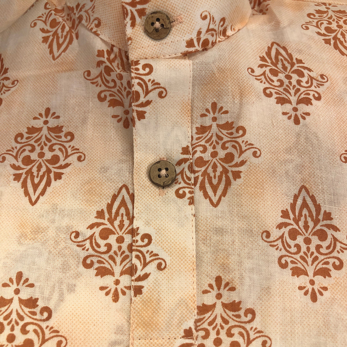 Boys Peach Blockprint Cotton Kurta - Vintage India NYC