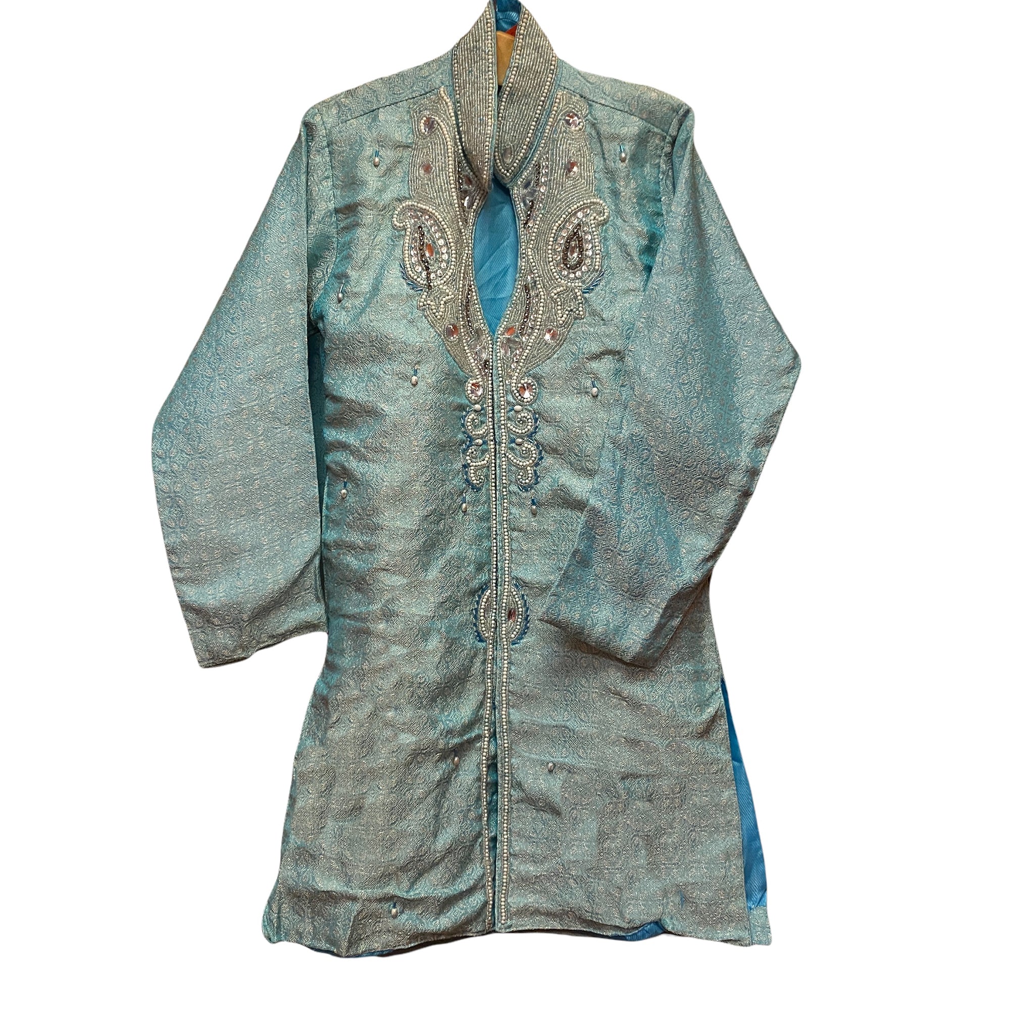 Boys Aqua Sherwani-6-7 yr - Vintage India NYC