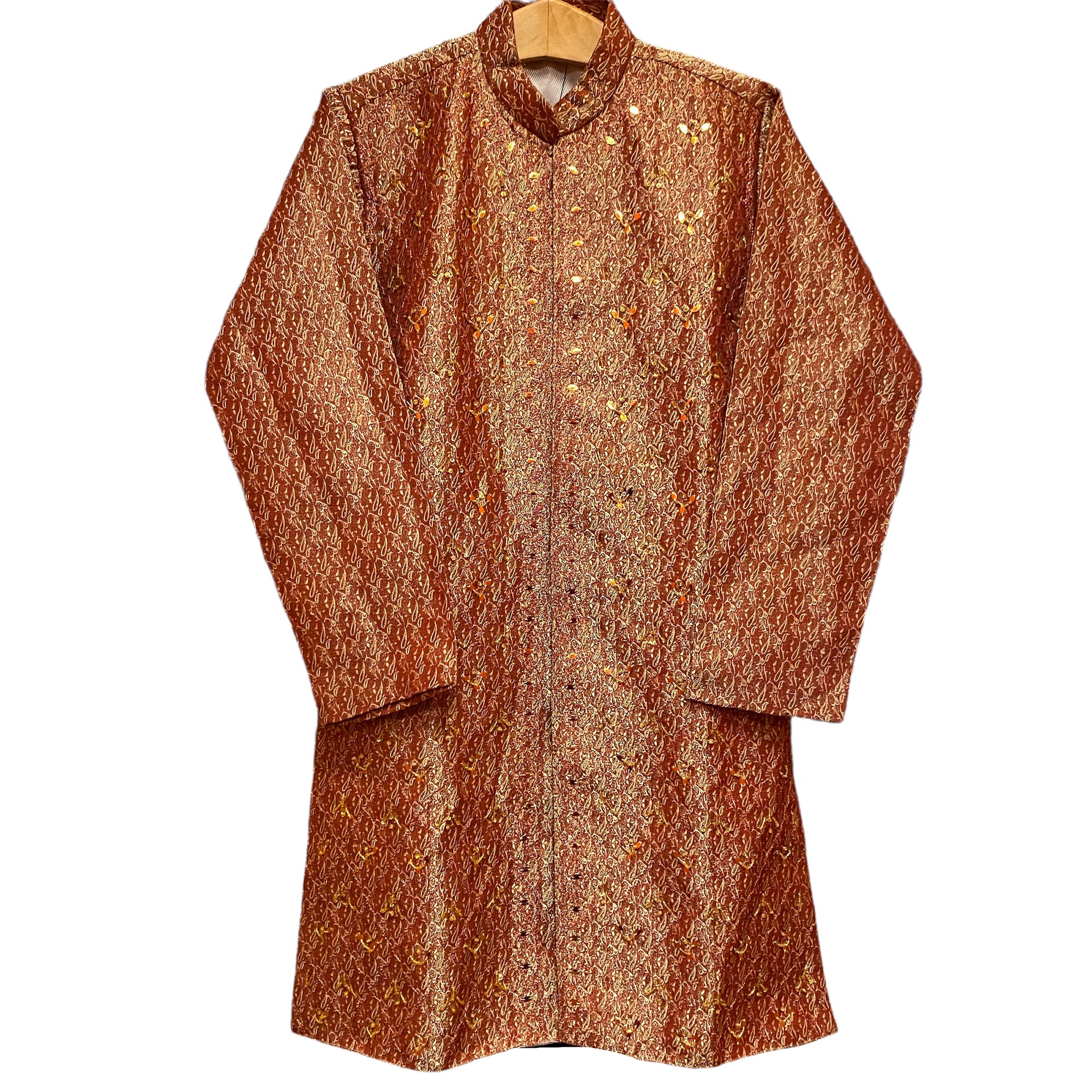 Boys Rust Sherwani-7-8 yr - Vintage India NYC