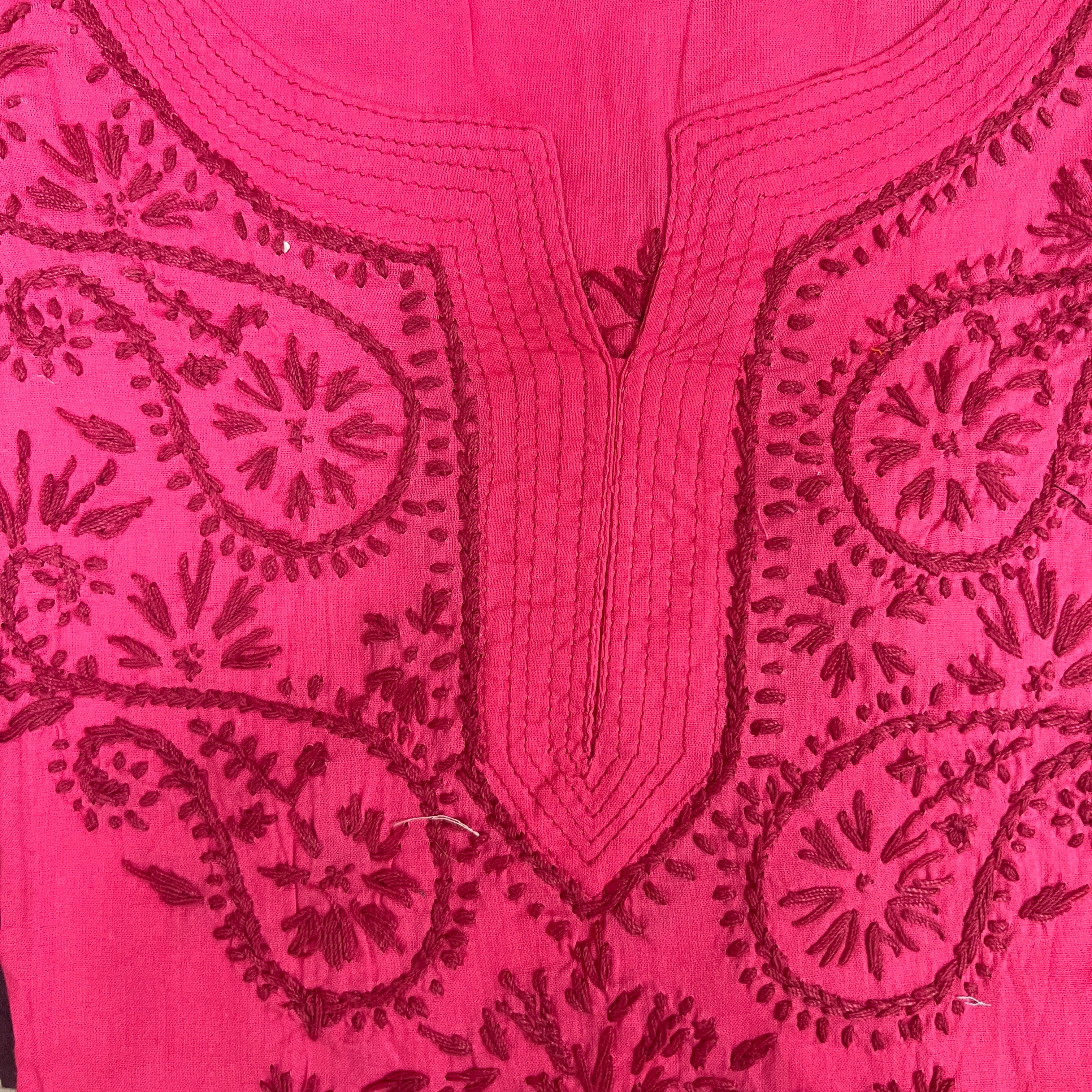 AR Short Embroidered Cotton Tunic Kurti-L - Vintage India NYC