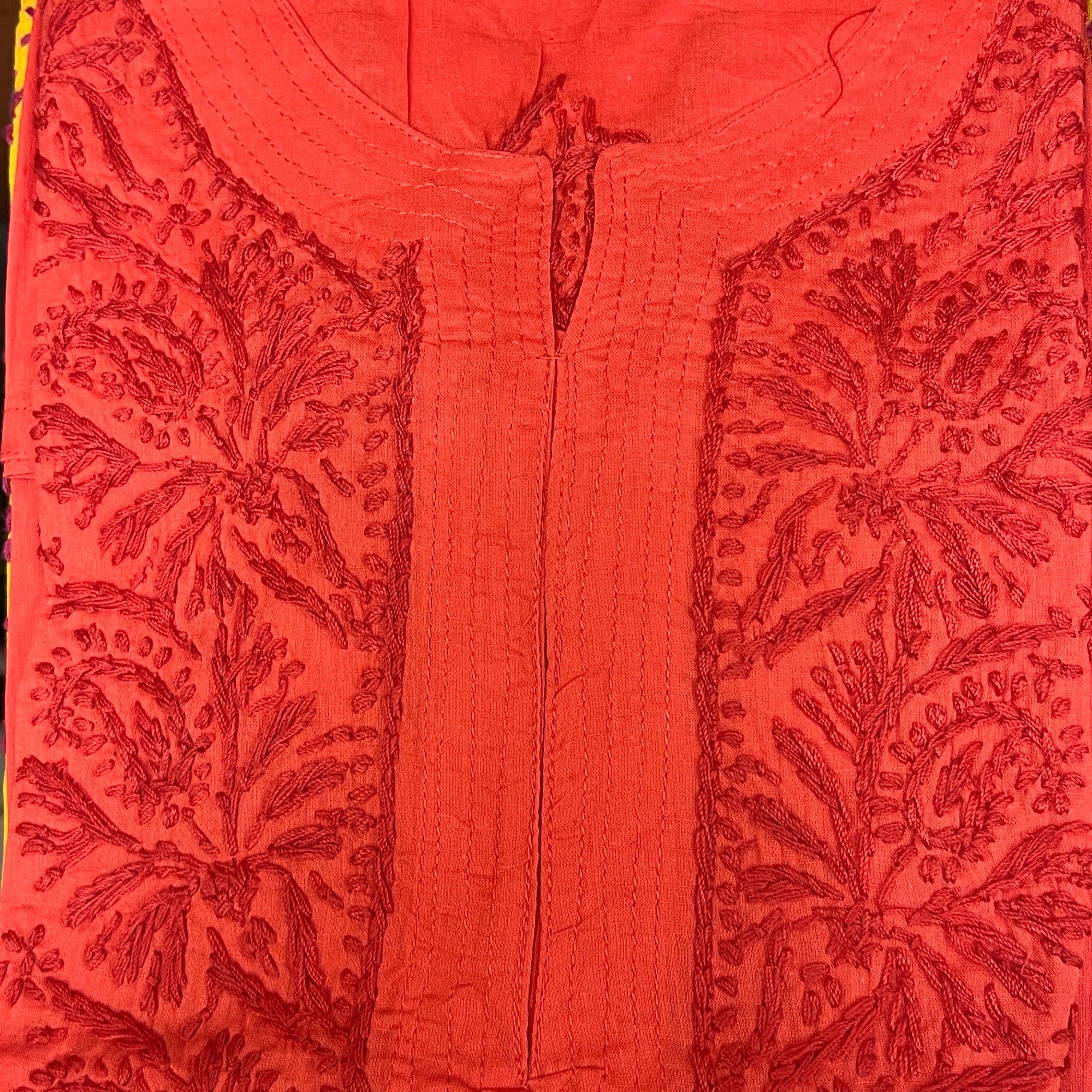 AR Long Embroidered Cotton Tunic kurtis- S - Vintage India NYC