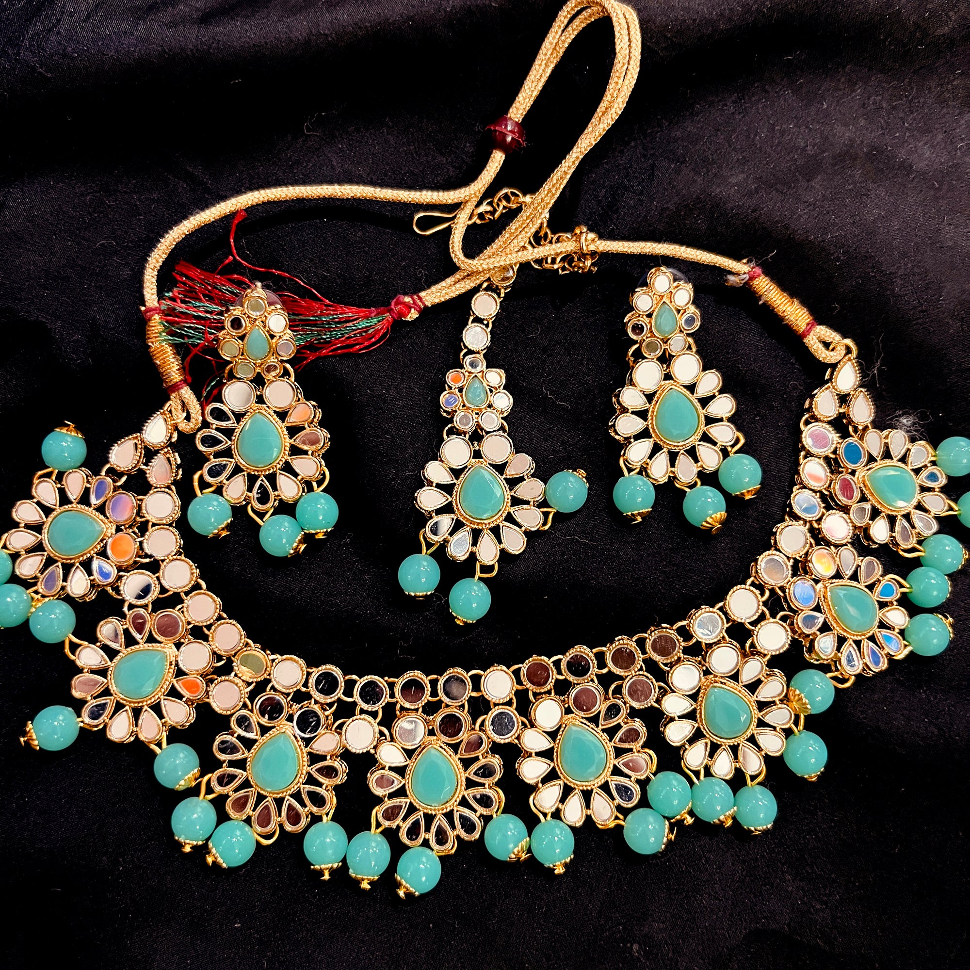 DT Floral Mirror Necklace Sets - Vintage India NYC