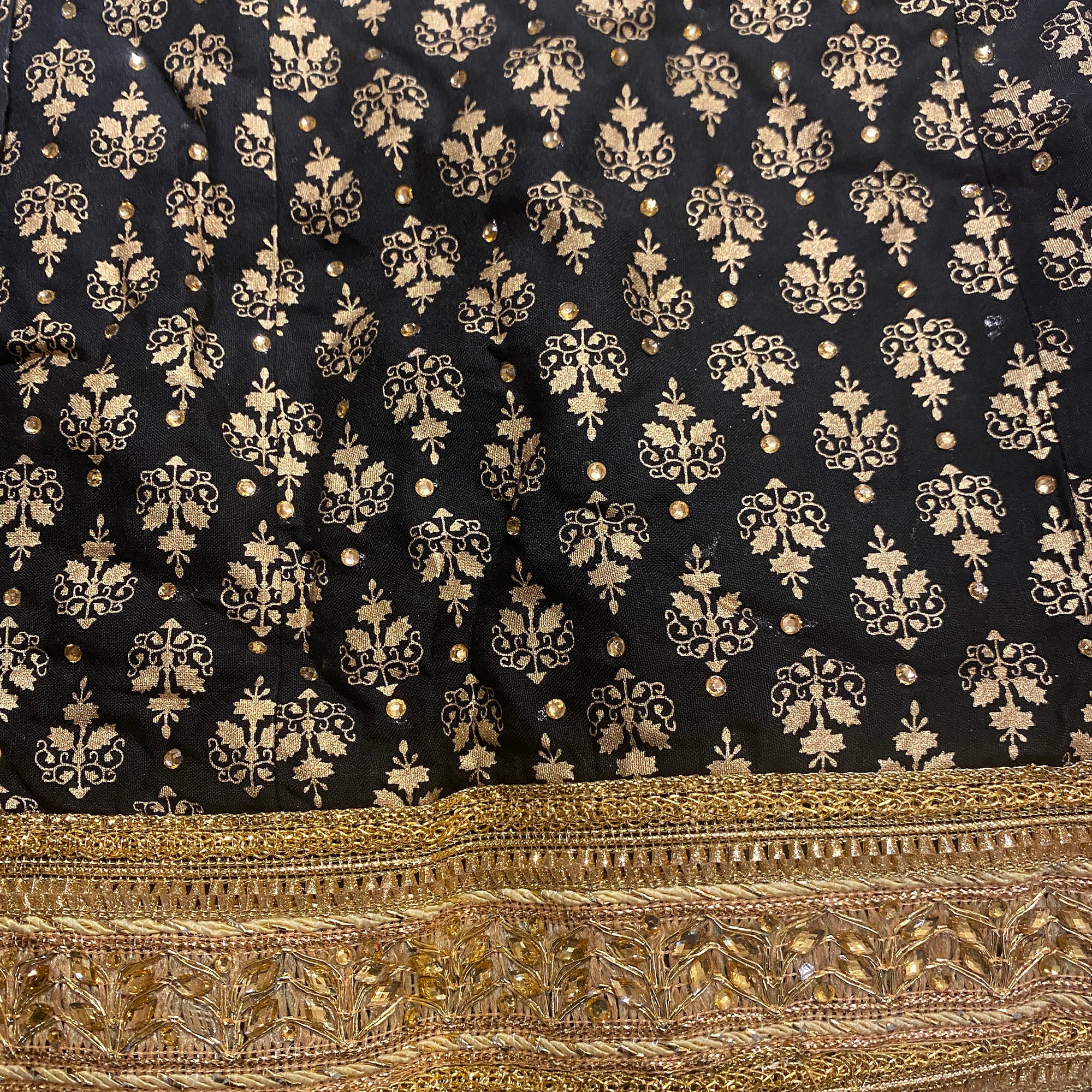 DT Gold Block Print Lehengas-7 Colors - Vintage India NYC