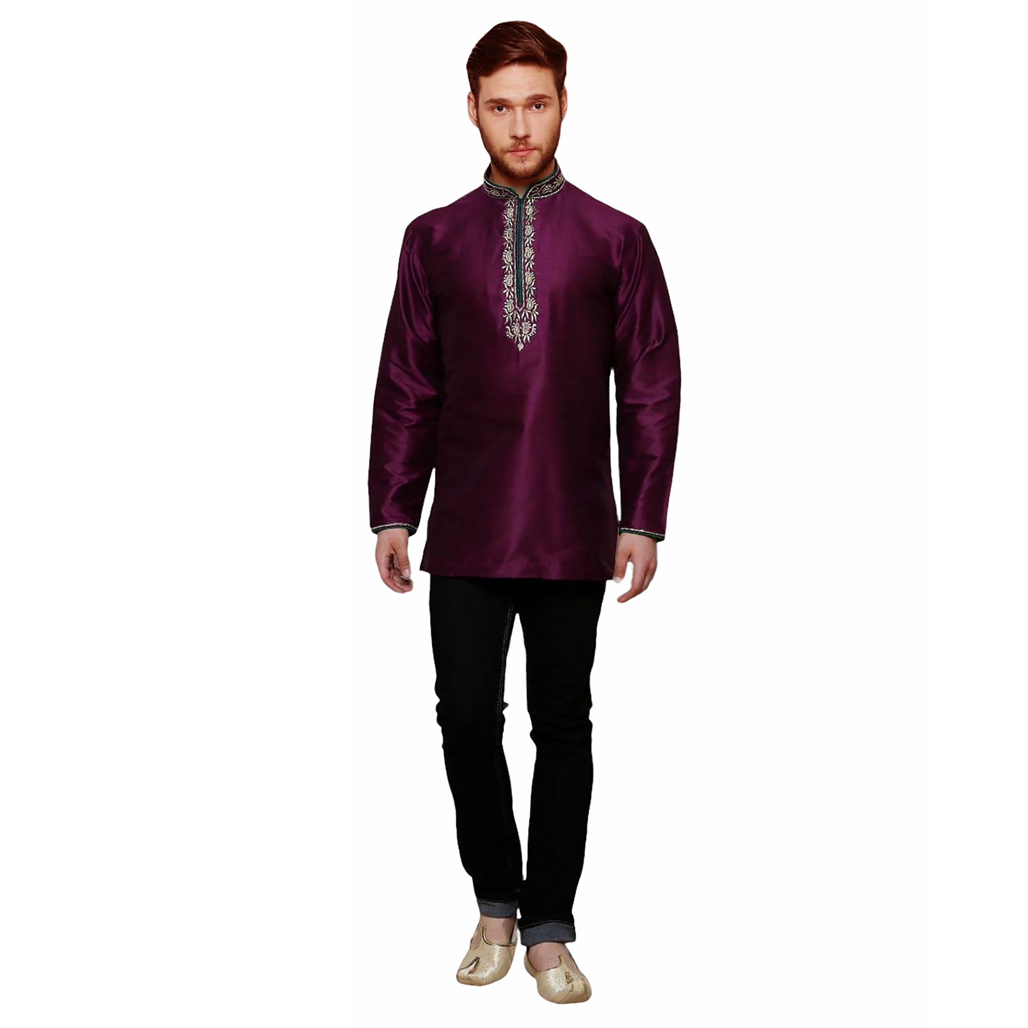 DT Wine Short Kurta - Vintage India NYC