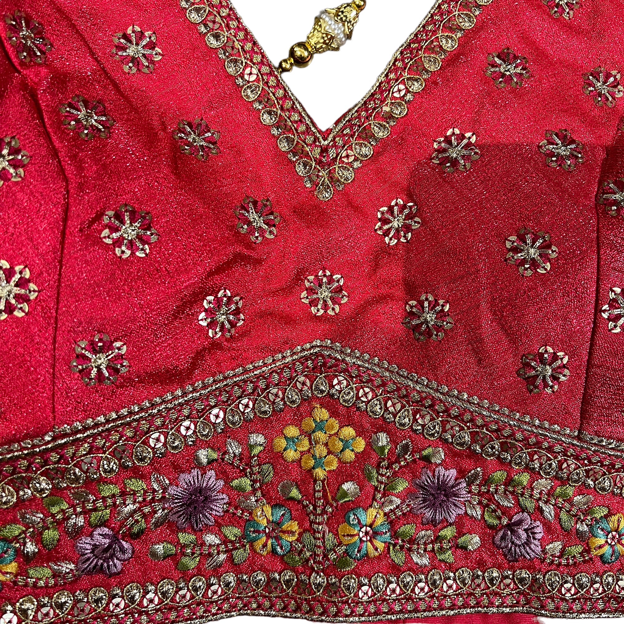 Deep V Heavy Embroidered Choli Blouse-6 Colors - Vintage India NYC