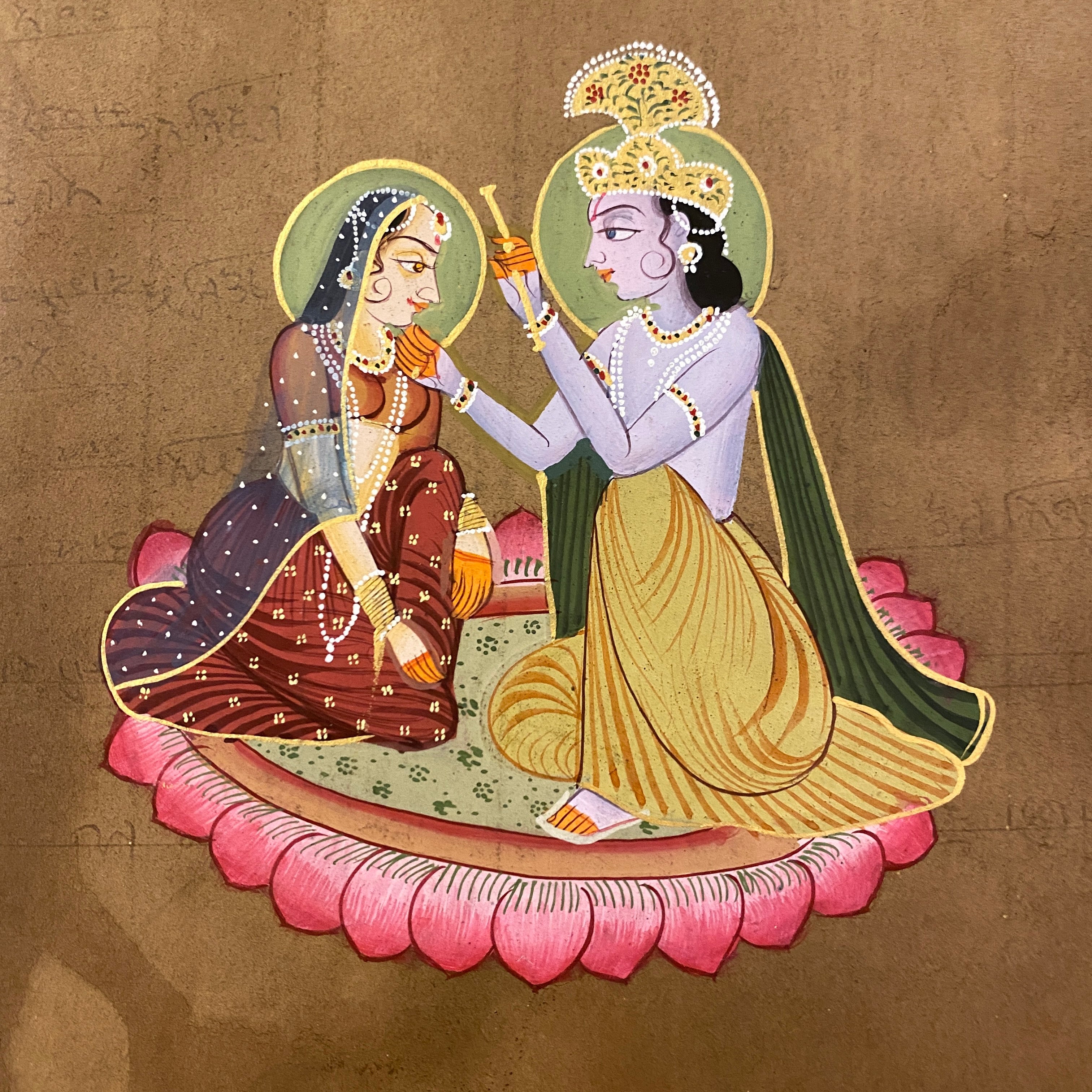 Vintage Hand Painted Court Painting - Krishna - 6 Styles - Vintage India NYC