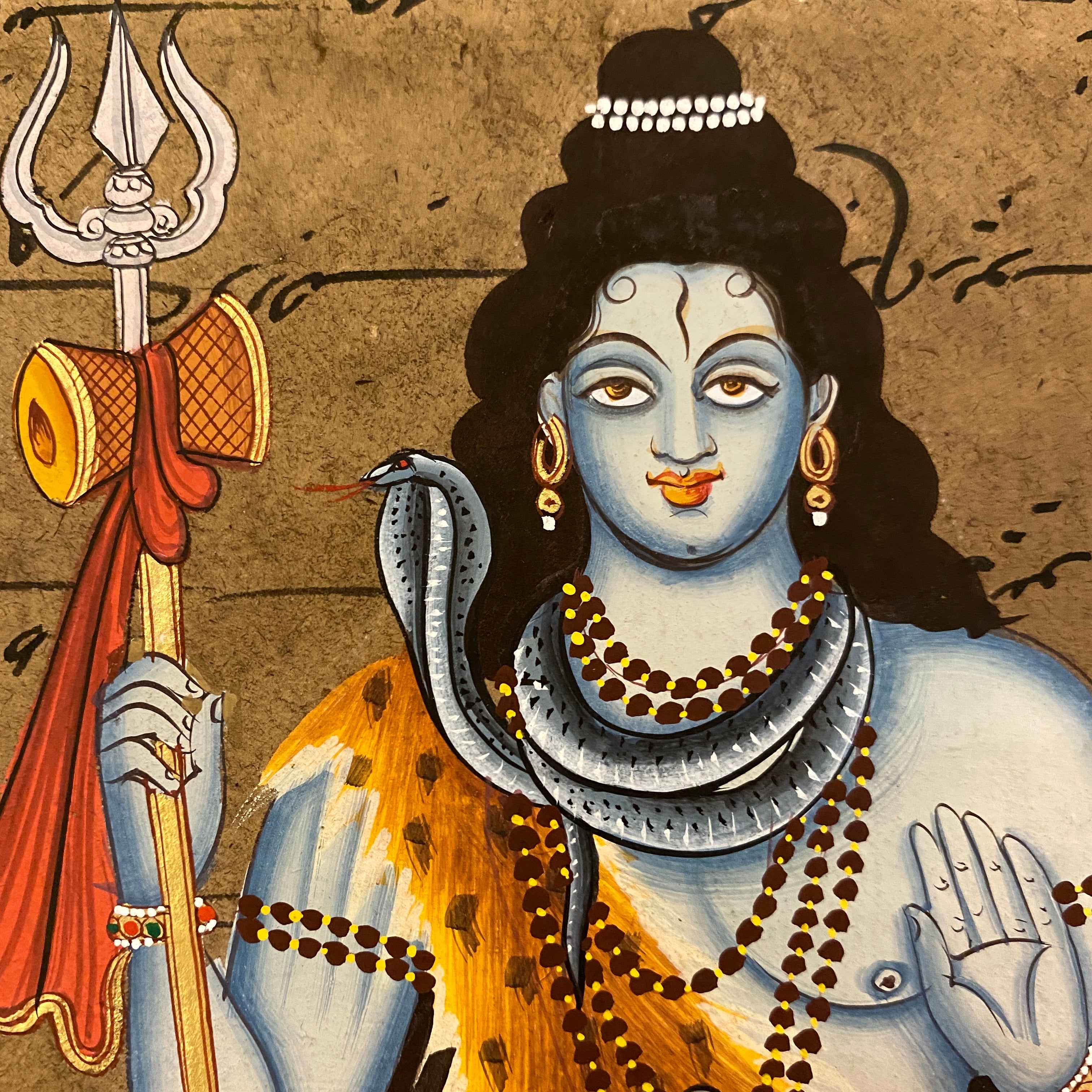 Vintage Hand Painted Court Paintings - Shiv - 4 Styles - Vintage India NYC