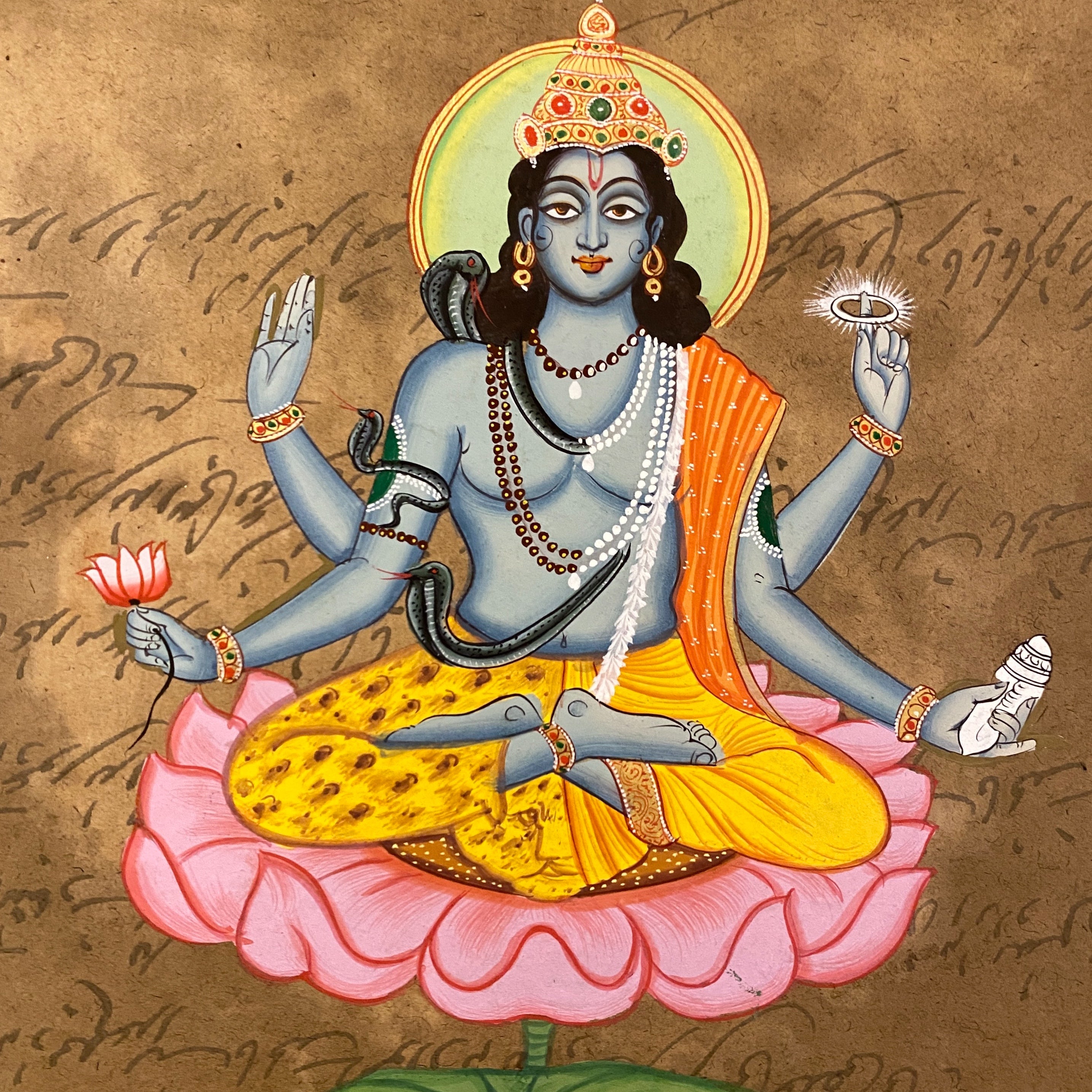 Vintage Hand Painted Court Paintings - Shiv - 4 Styles - Vintage India NYC