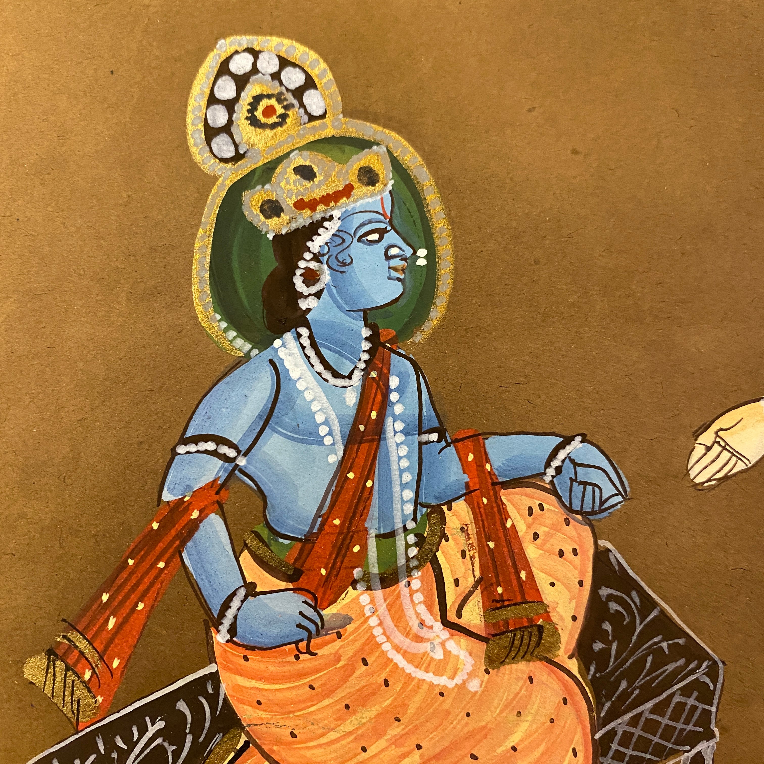 Vintage Hand Painted Court Painting - Krishna - 6 Styles - Vintage India NYC