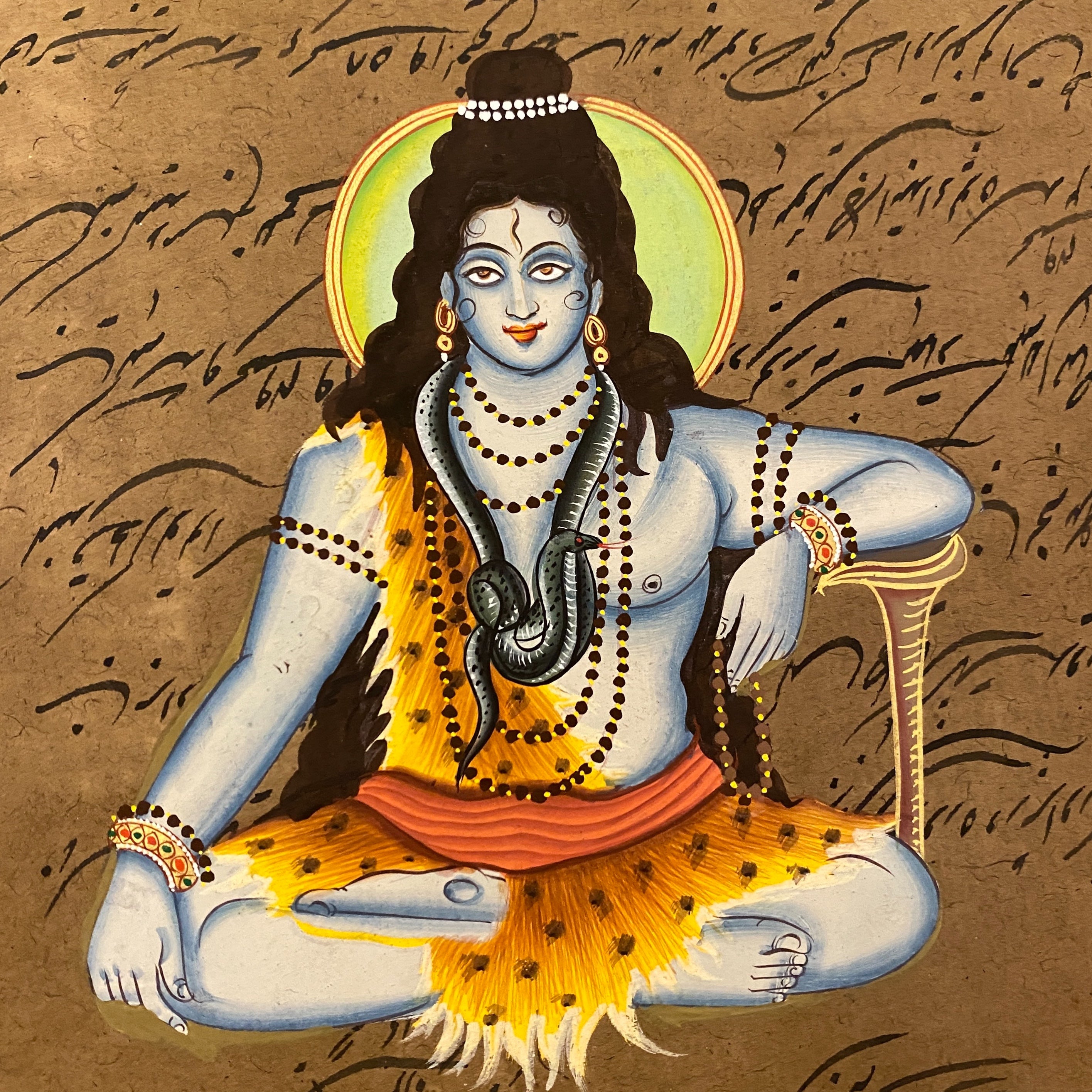Vintage Hand Painted Court Paintings - Shiv - 4 Styles - Vintage India NYC