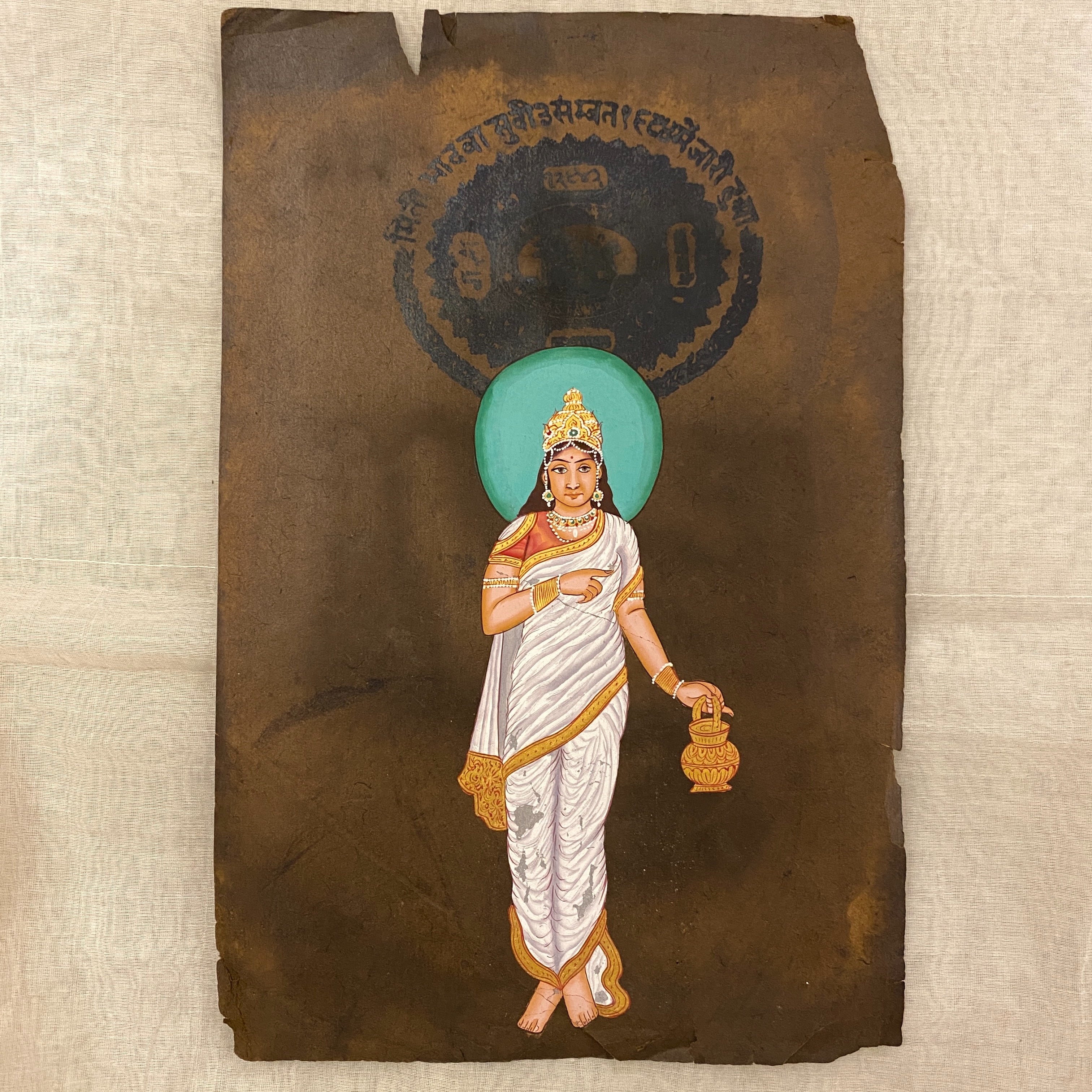 Vintage Hand Painted Court Painting - Indian Goddesses - 3 Styles - Vintage India NYC