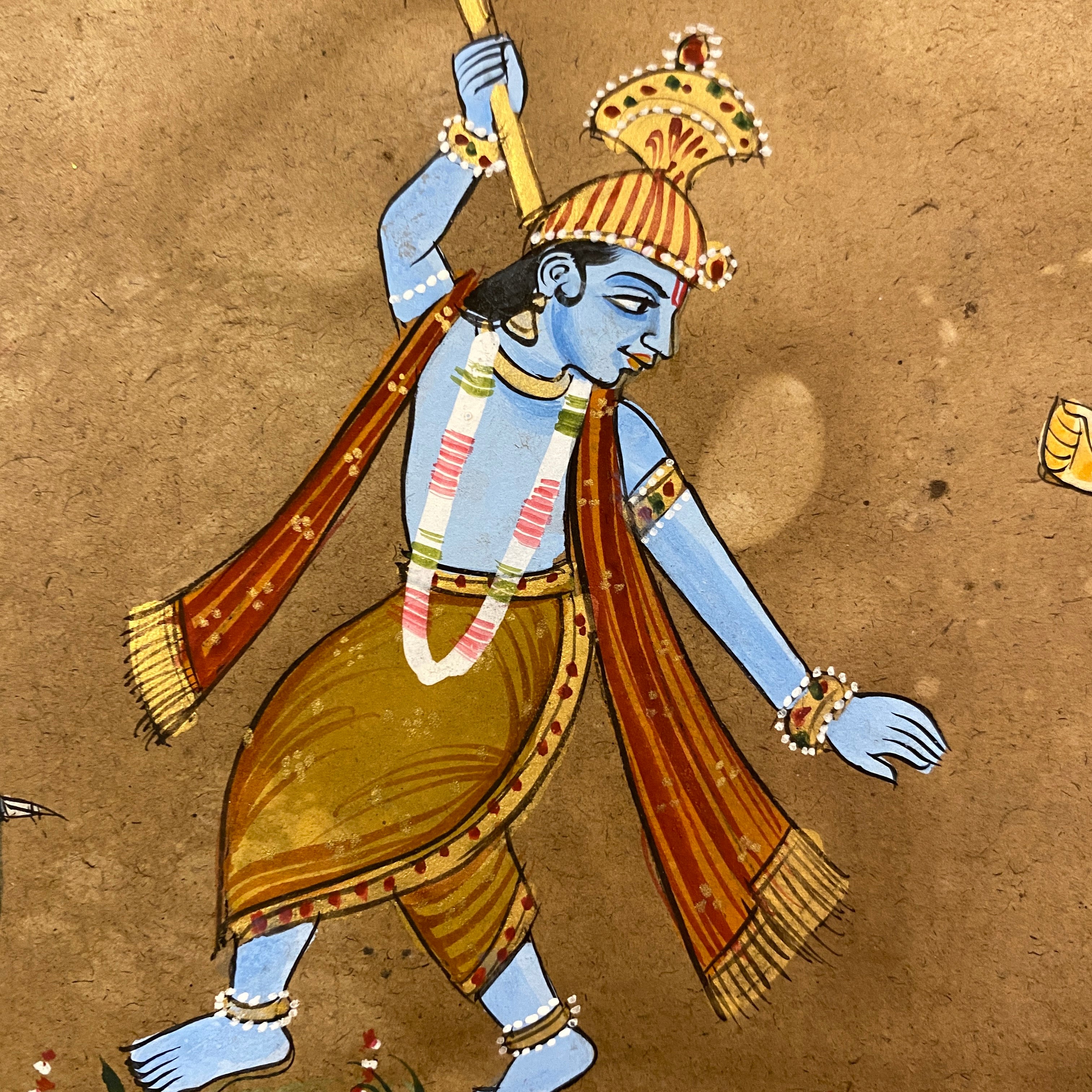 Vintage Hand Painted Court Painting - Krishna - 6 Styles - Vintage India NYC