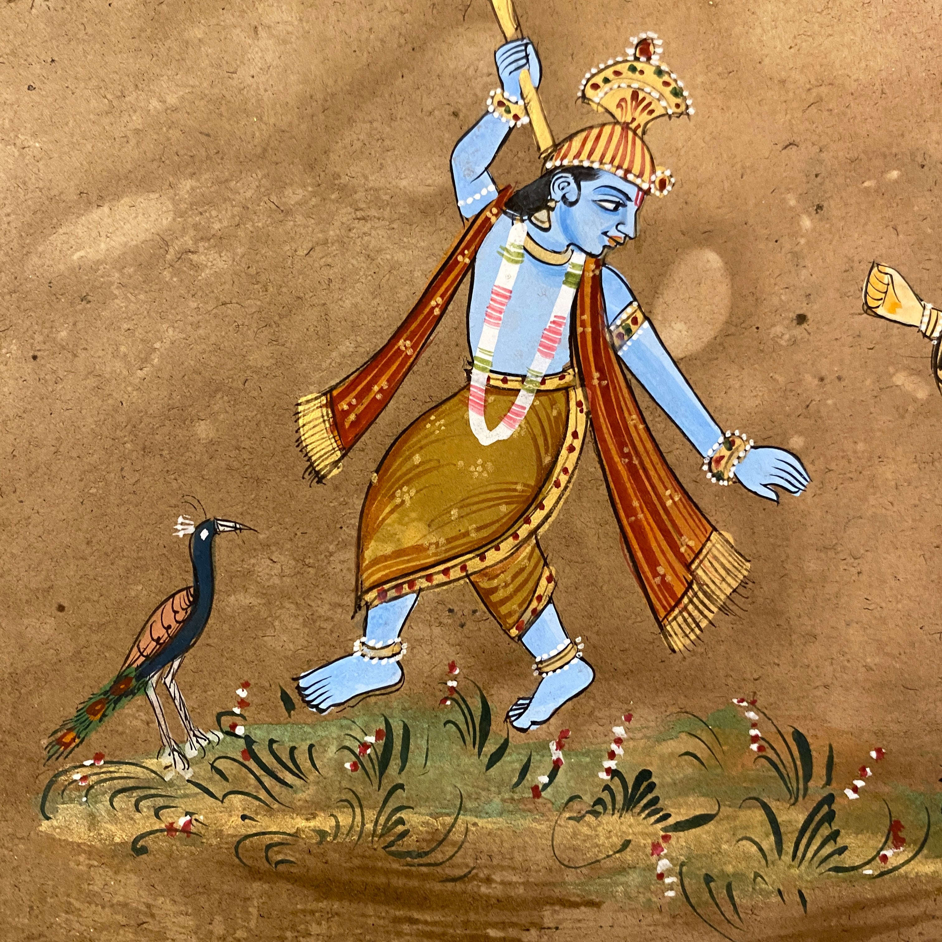 Vintage Hand Painted Court Painting - Krishna - 6 Styles - Vintage India NYC