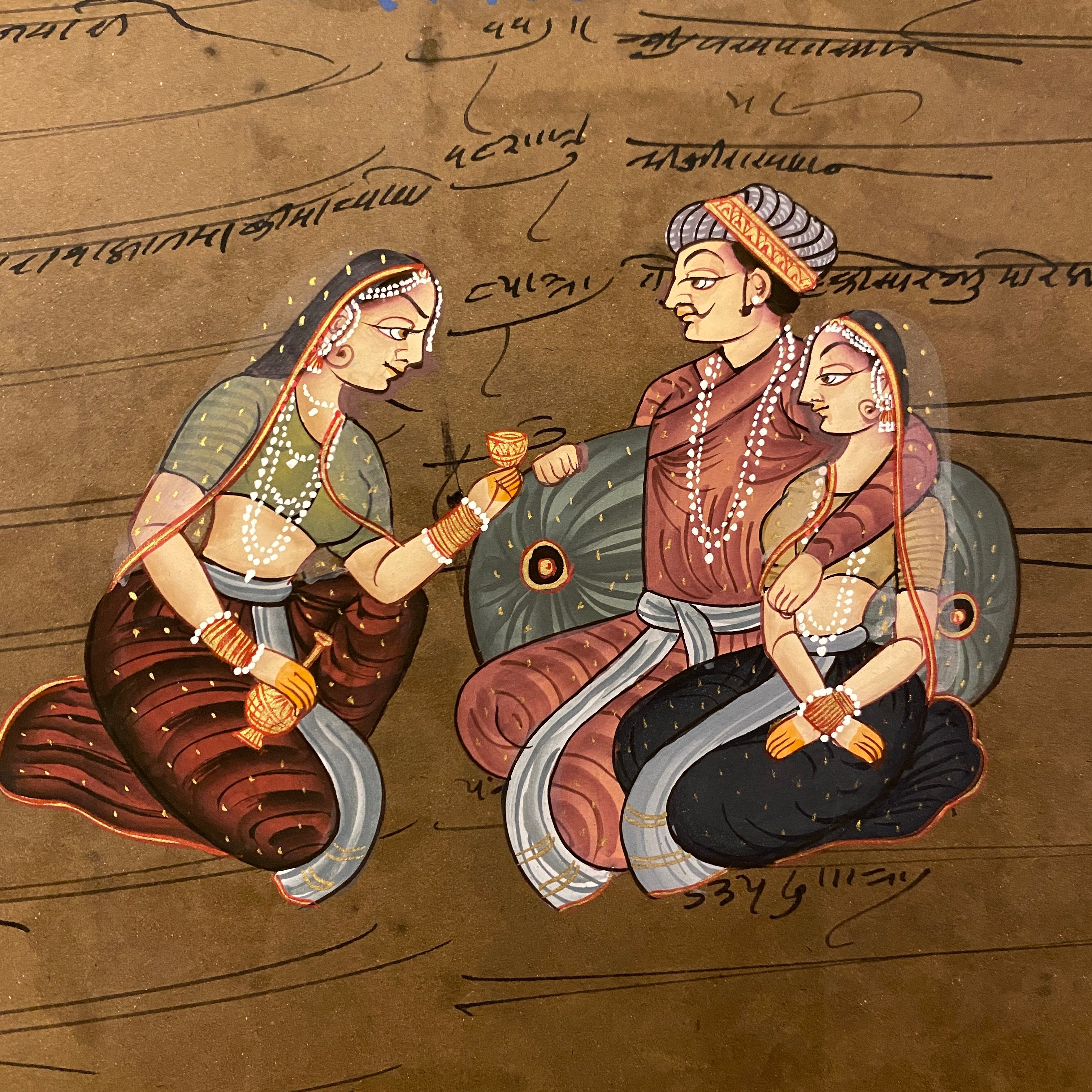 Vintage Hand Painted Court Painting - 10 Styles - Vintage India NYC