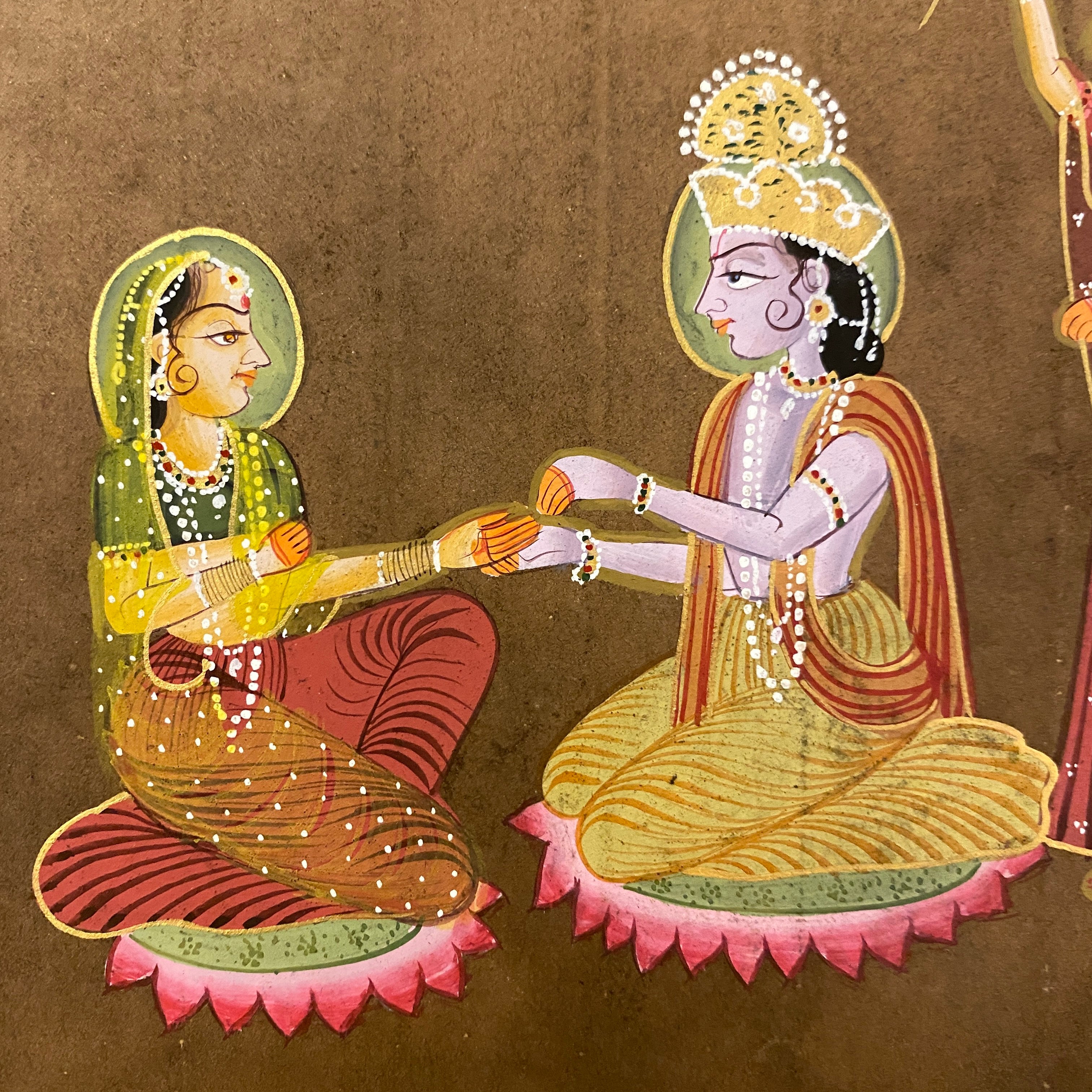 Vintage Hand Painted Court Painting - Krishna - 6 Styles - Vintage India NYC