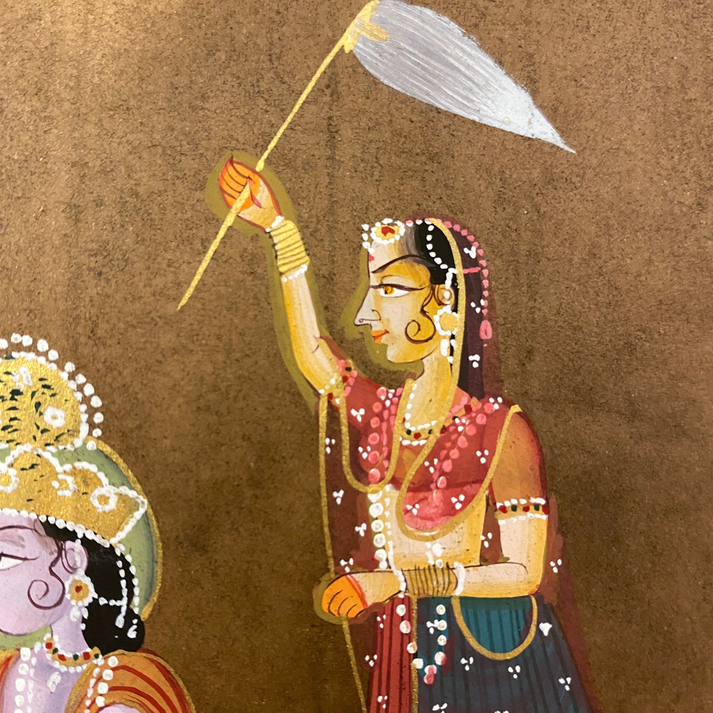 Vintage Hand Painted Court Painting - Krishna - 6 Styles - Vintage India NYC