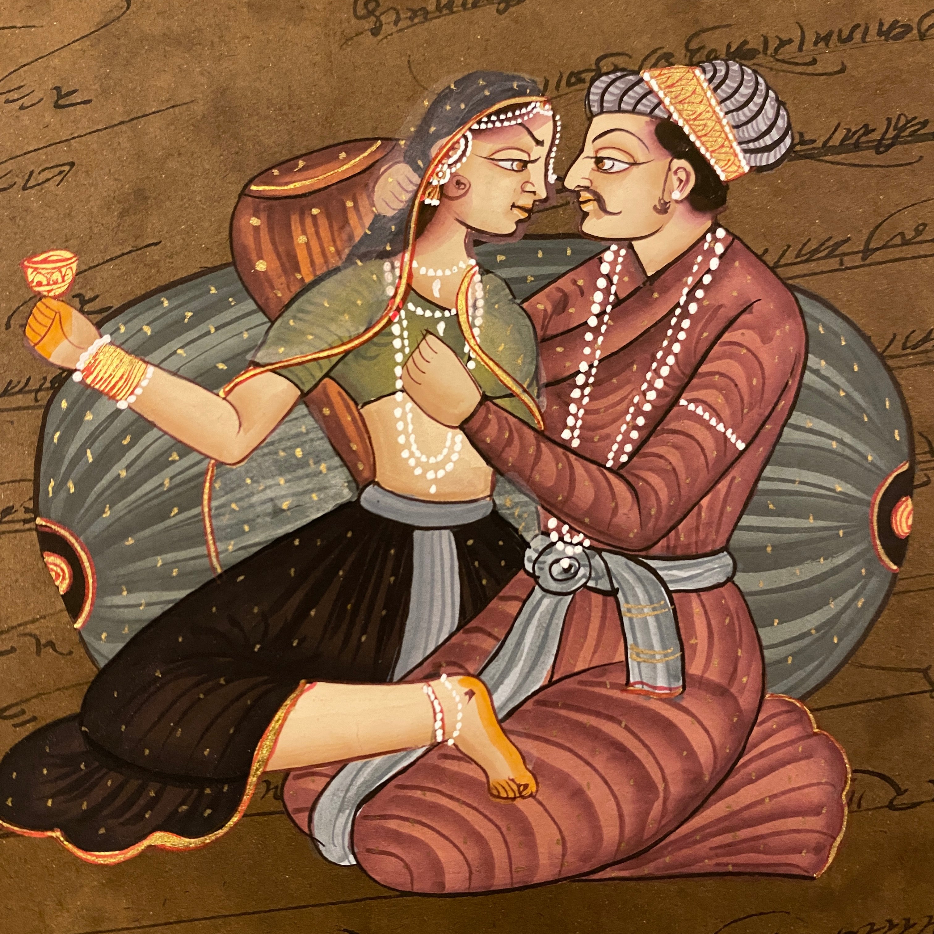 Vintage Hand Painted Court Painting - 10 Styles - Vintage India NYC