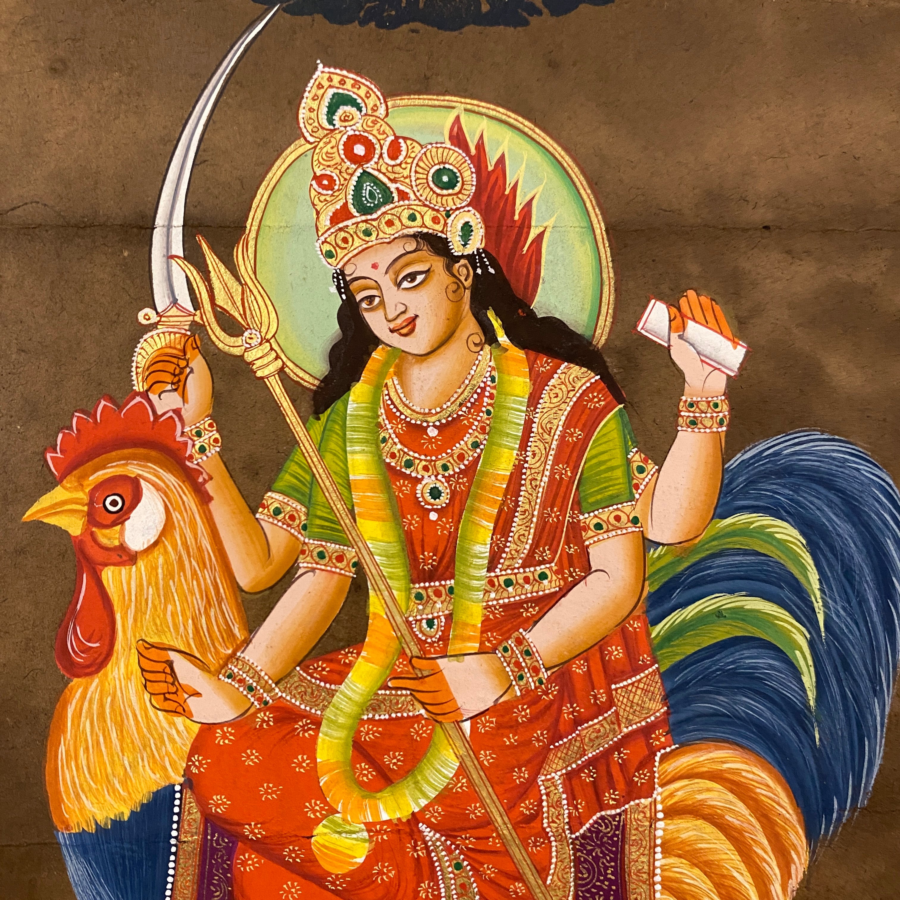 Vintage Hand Painted Court Painting - Indian Goddesses - 3 Styles - Vintage India NYC