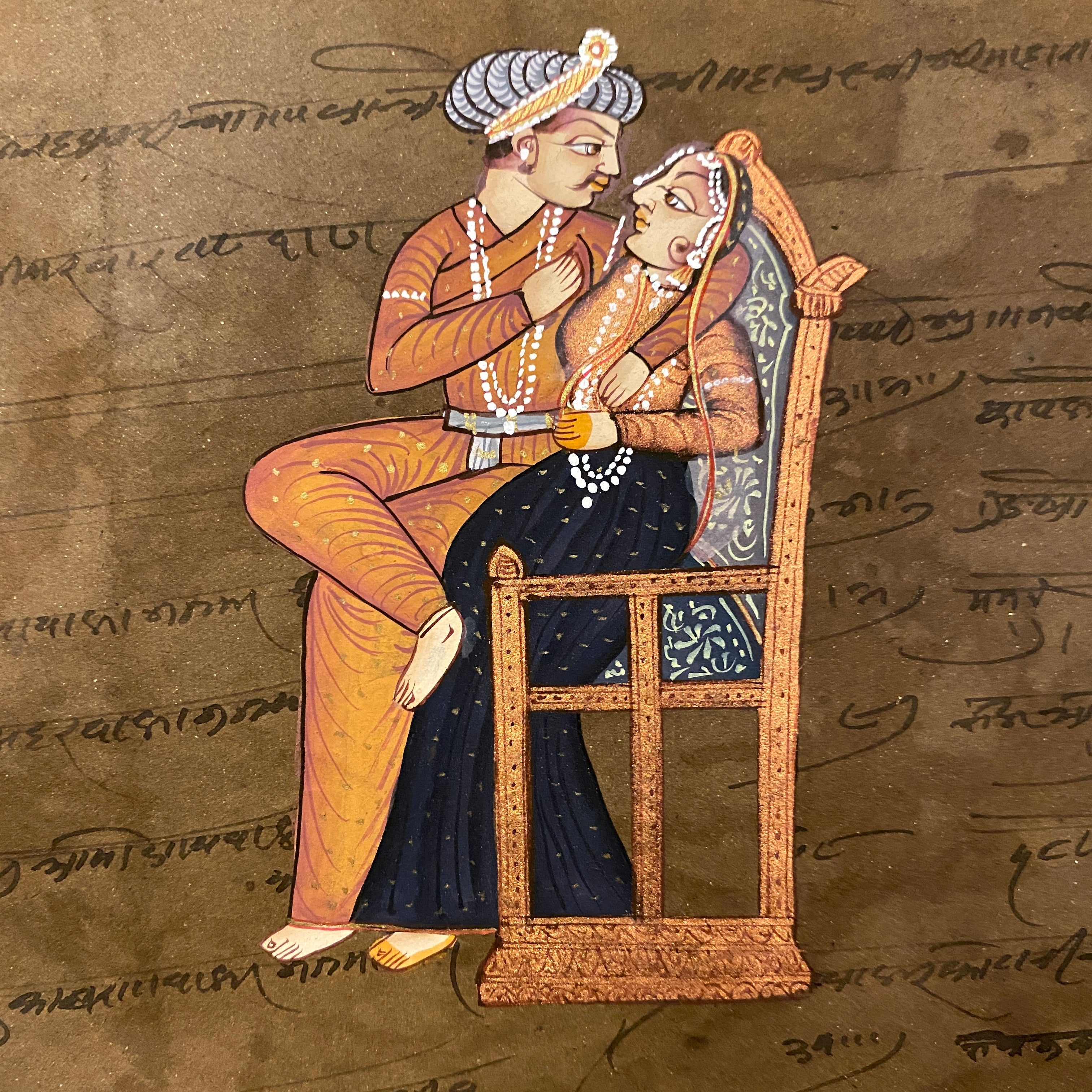 Vintage Hand Painted Court Painting - 10 Styles - Vintage India NYC