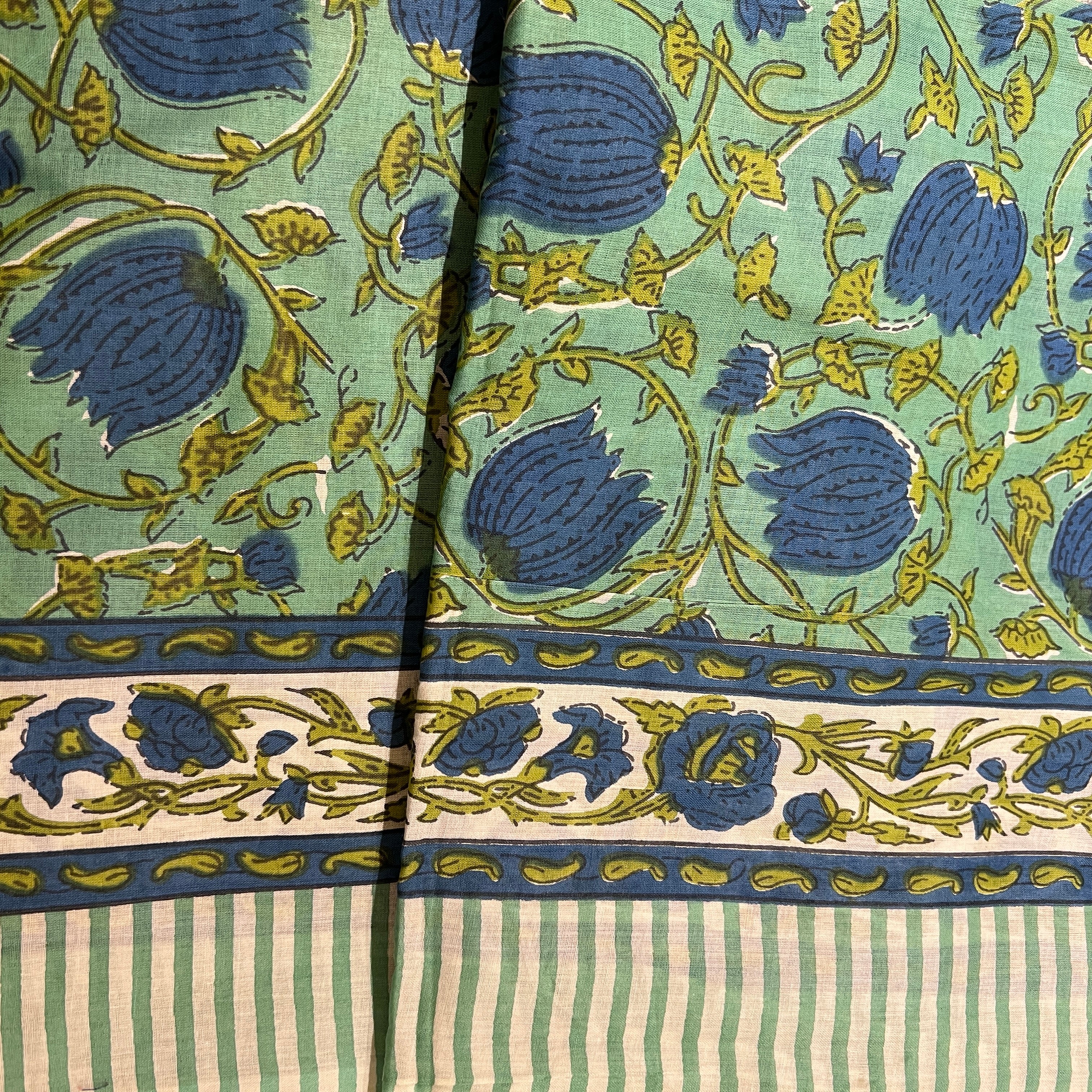 Block Print Sarong/Scarves-Blues - Vintage India NYC