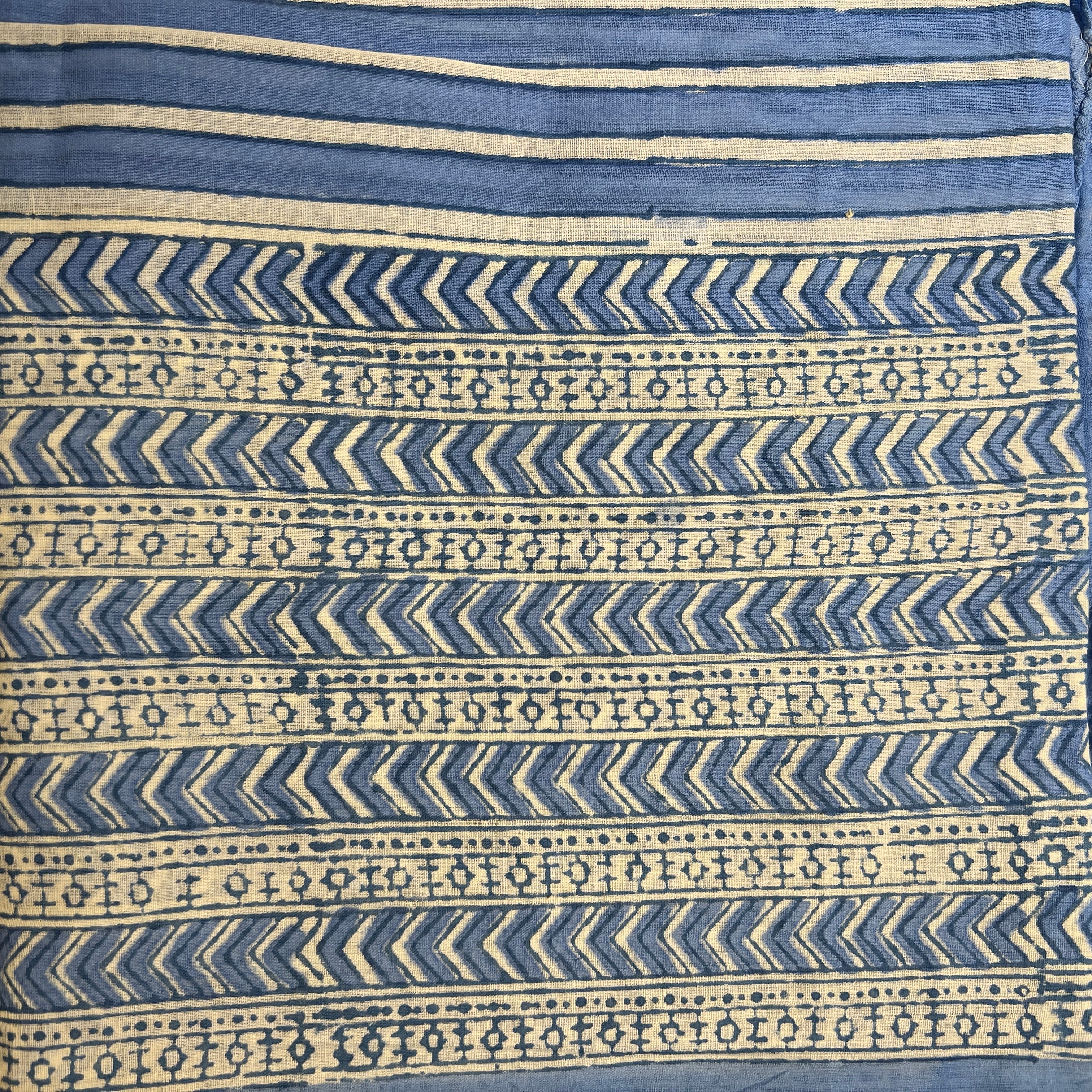 Block Print Sarong/Scarves-Blues - Vintage India NYC