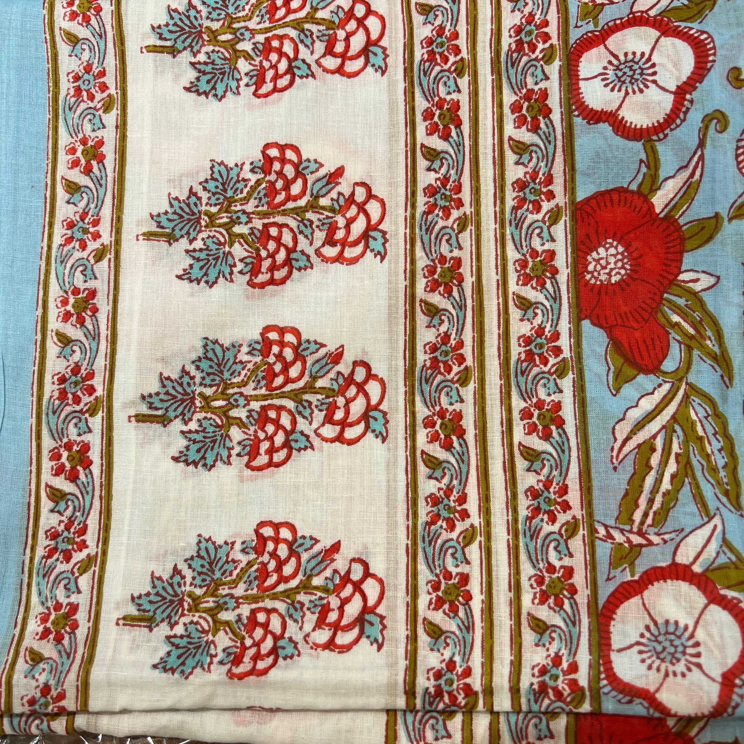 Block Print Sarong/Scarves-Blues - Vintage India NYC