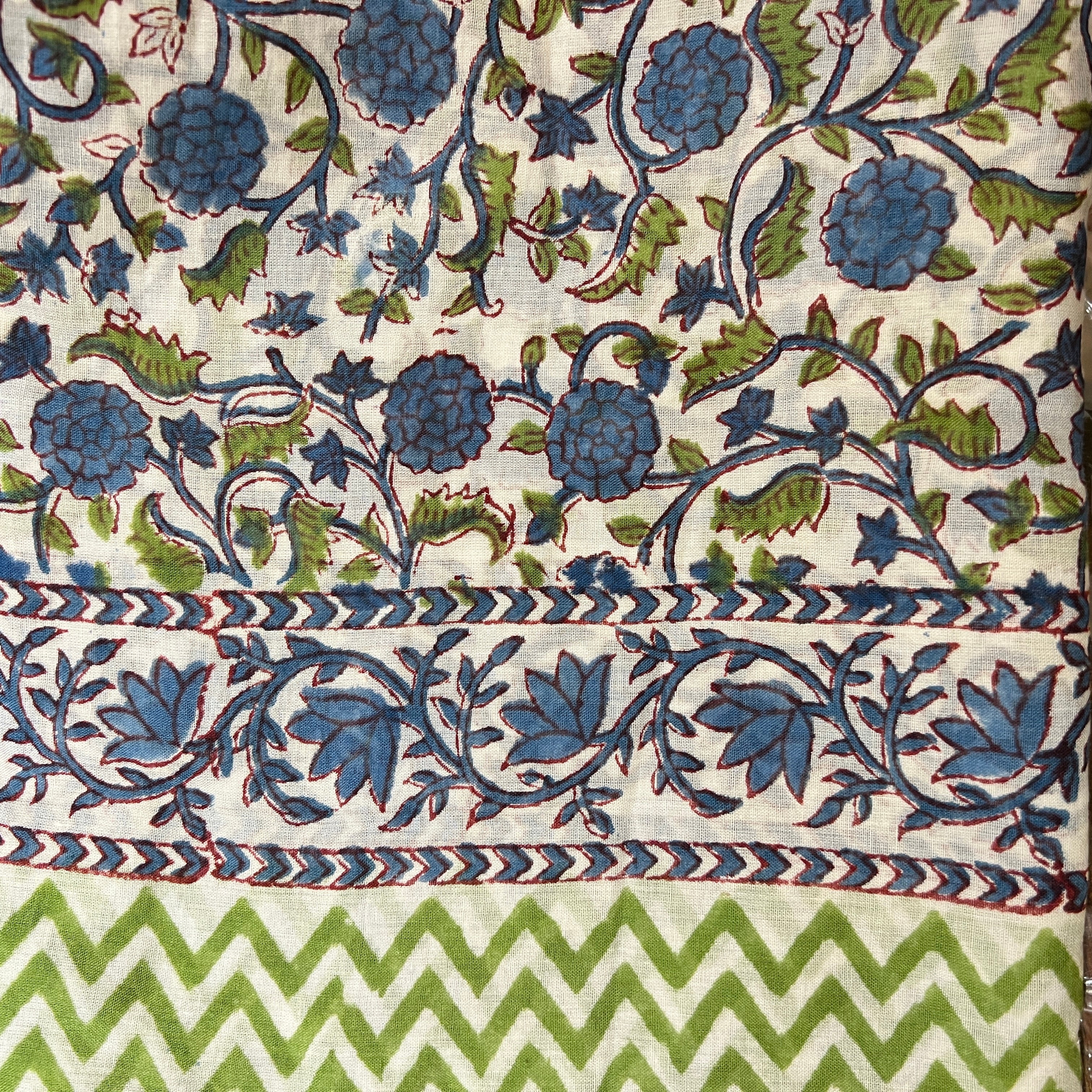 Block Print Sarong/Scarves-Blues - Vintage India NYC