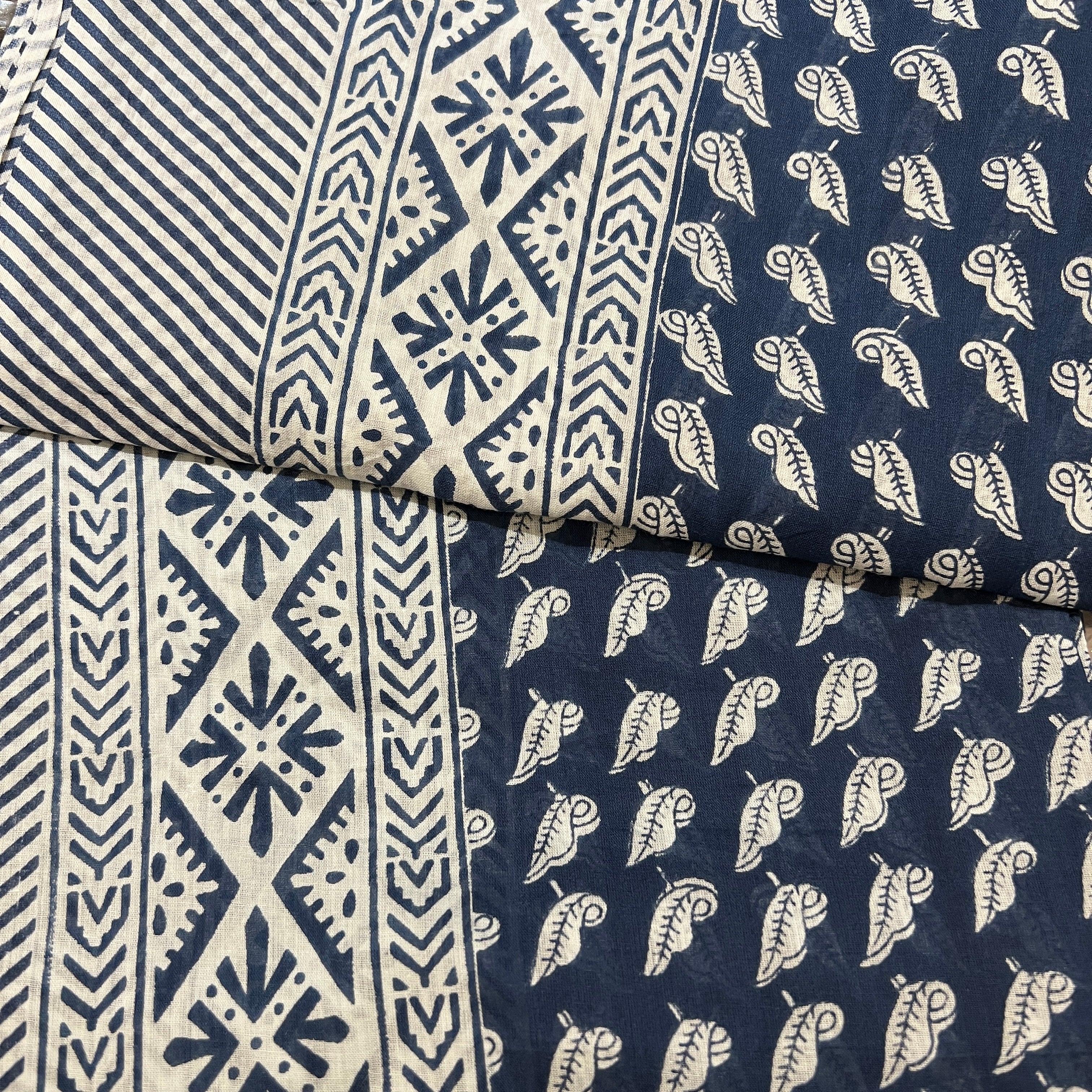 Block Print Sarong/Scarves-Blues - Vintage India NYC