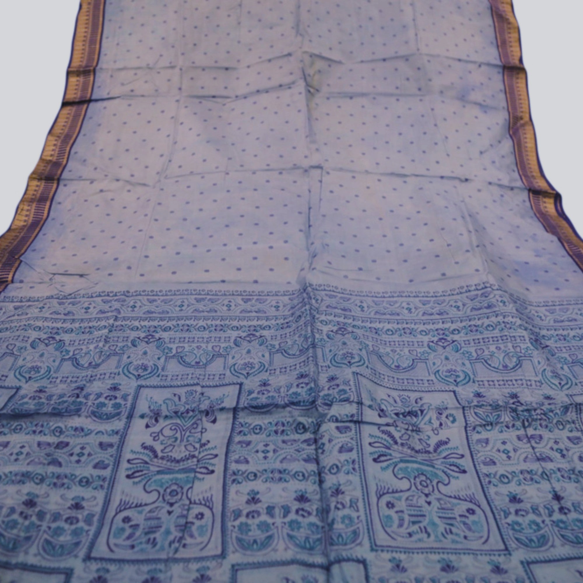 Vintage Silk Saree 2491 - Navy BLue - Vintage India NYC
