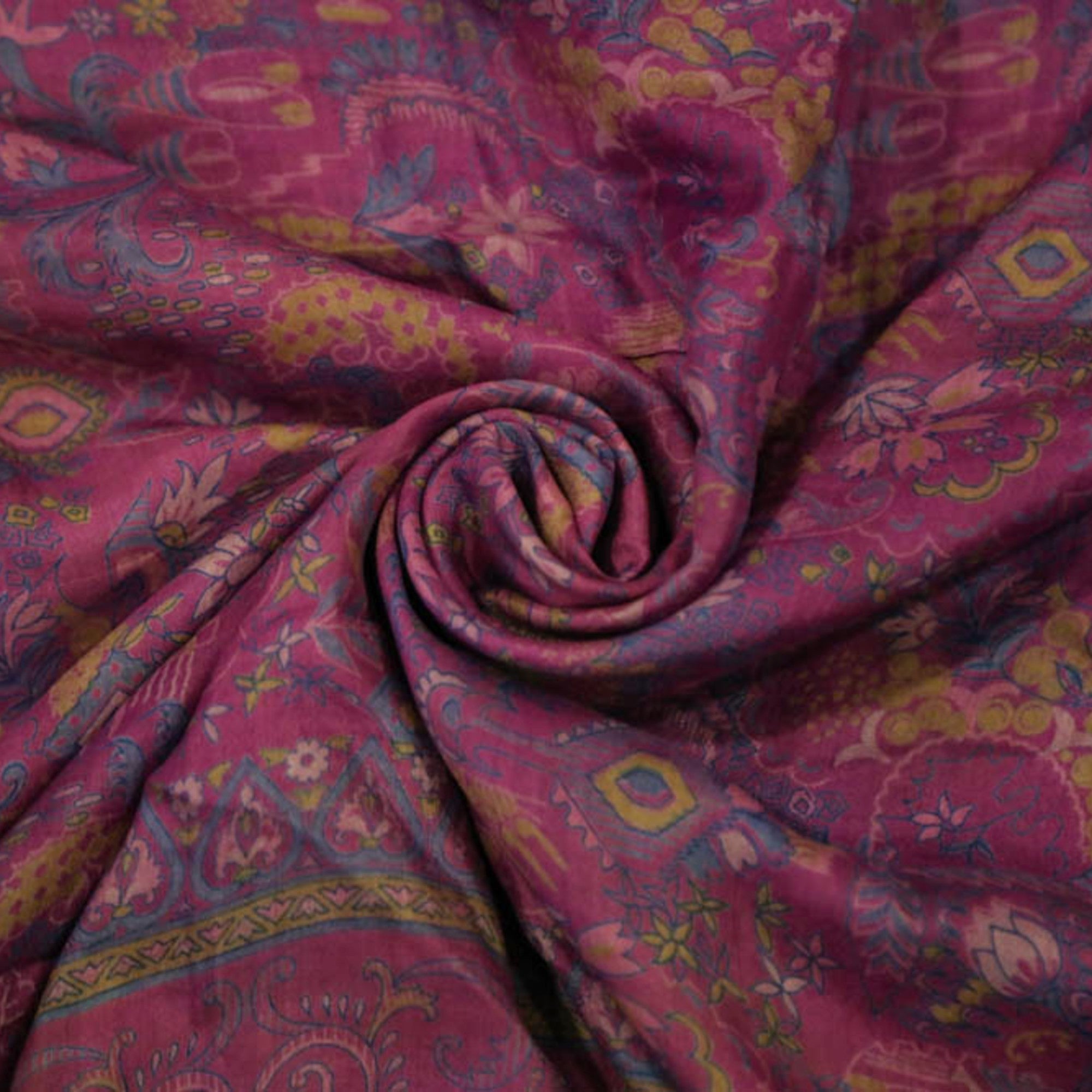 Vintage Silk Saree 2306 - Magenta - Vintage India NYC