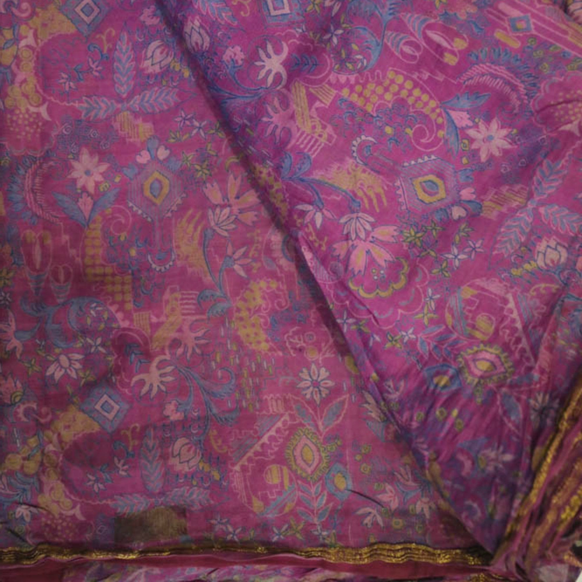 Vintage Silk Saree 2306 - Magenta - Vintage India NYC