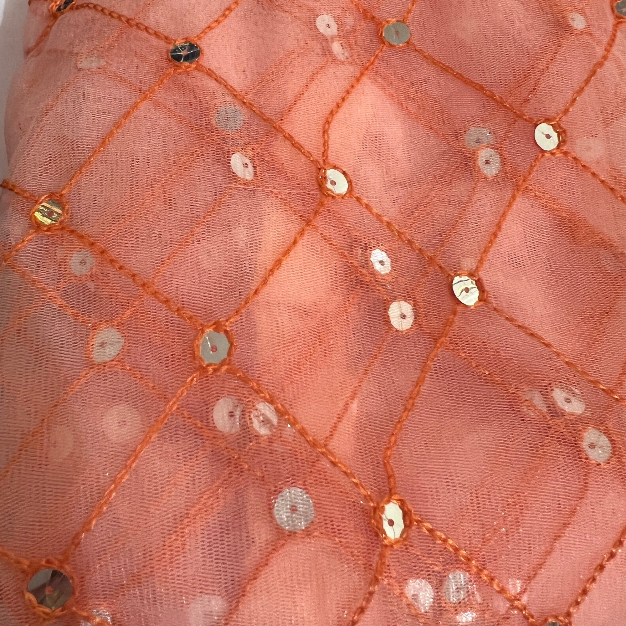 Peach sequin dupatta