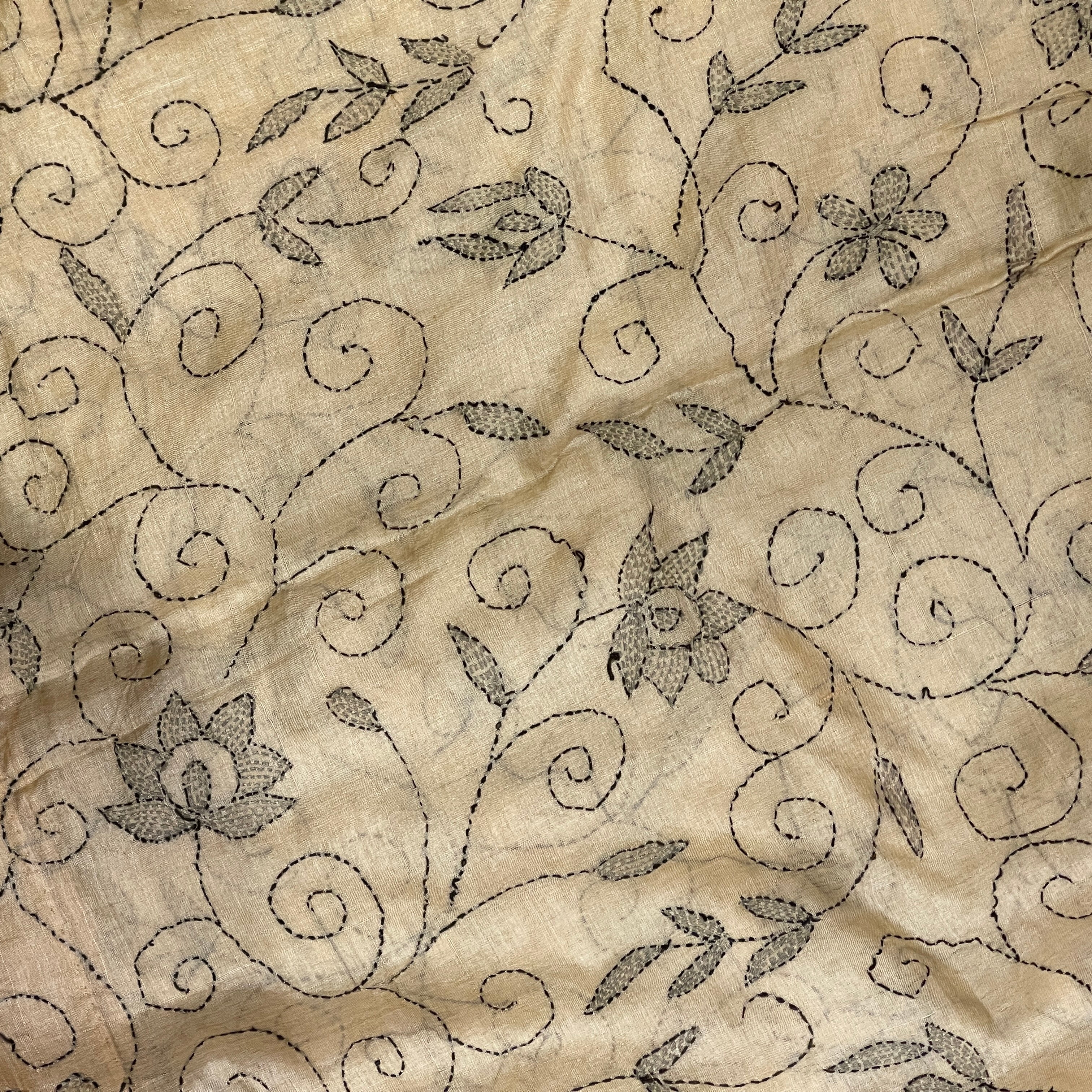 Vintage Katha Work Silk Saree - Vintage India NYC