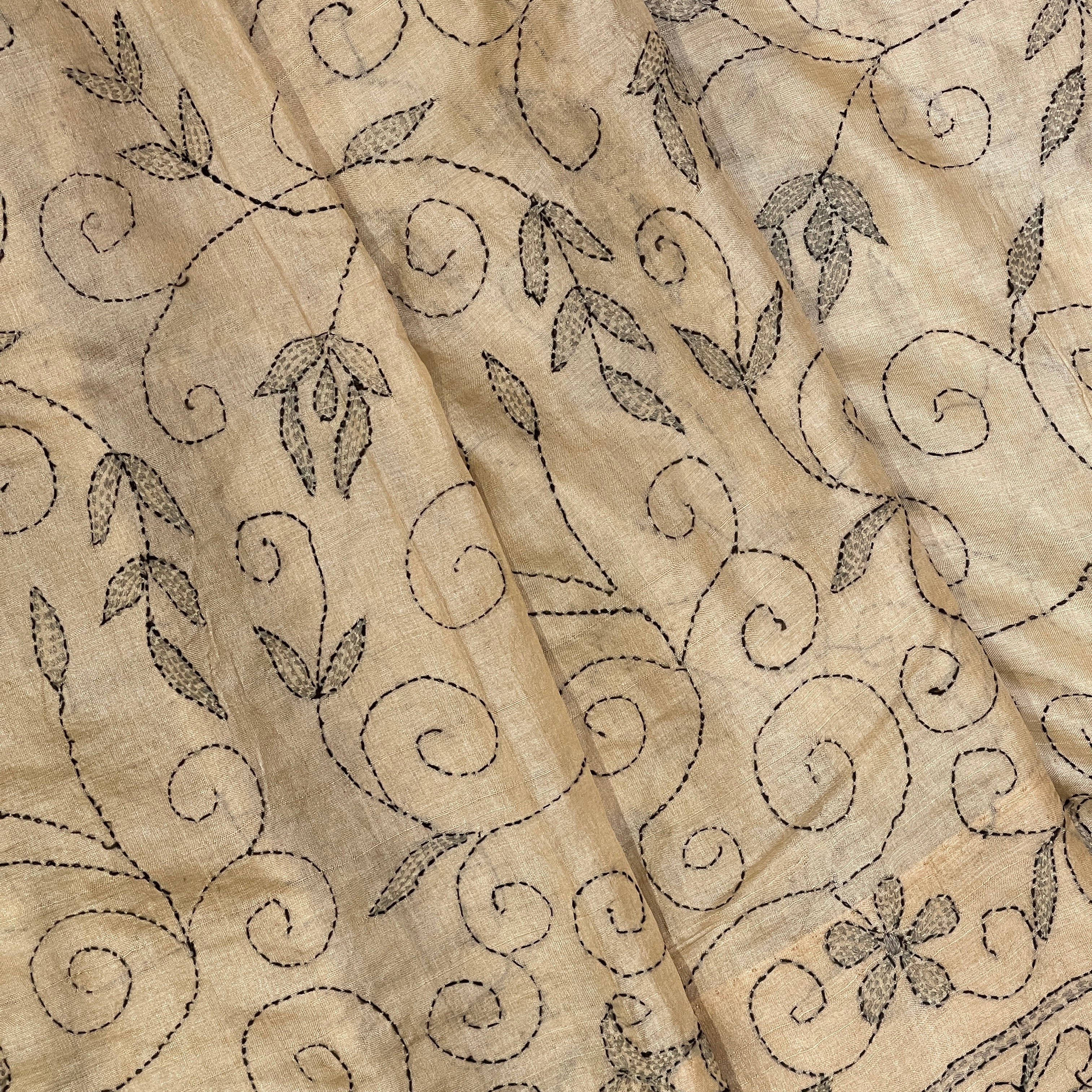 Vintage Katha Work Silk Saree - Vintage India NYC