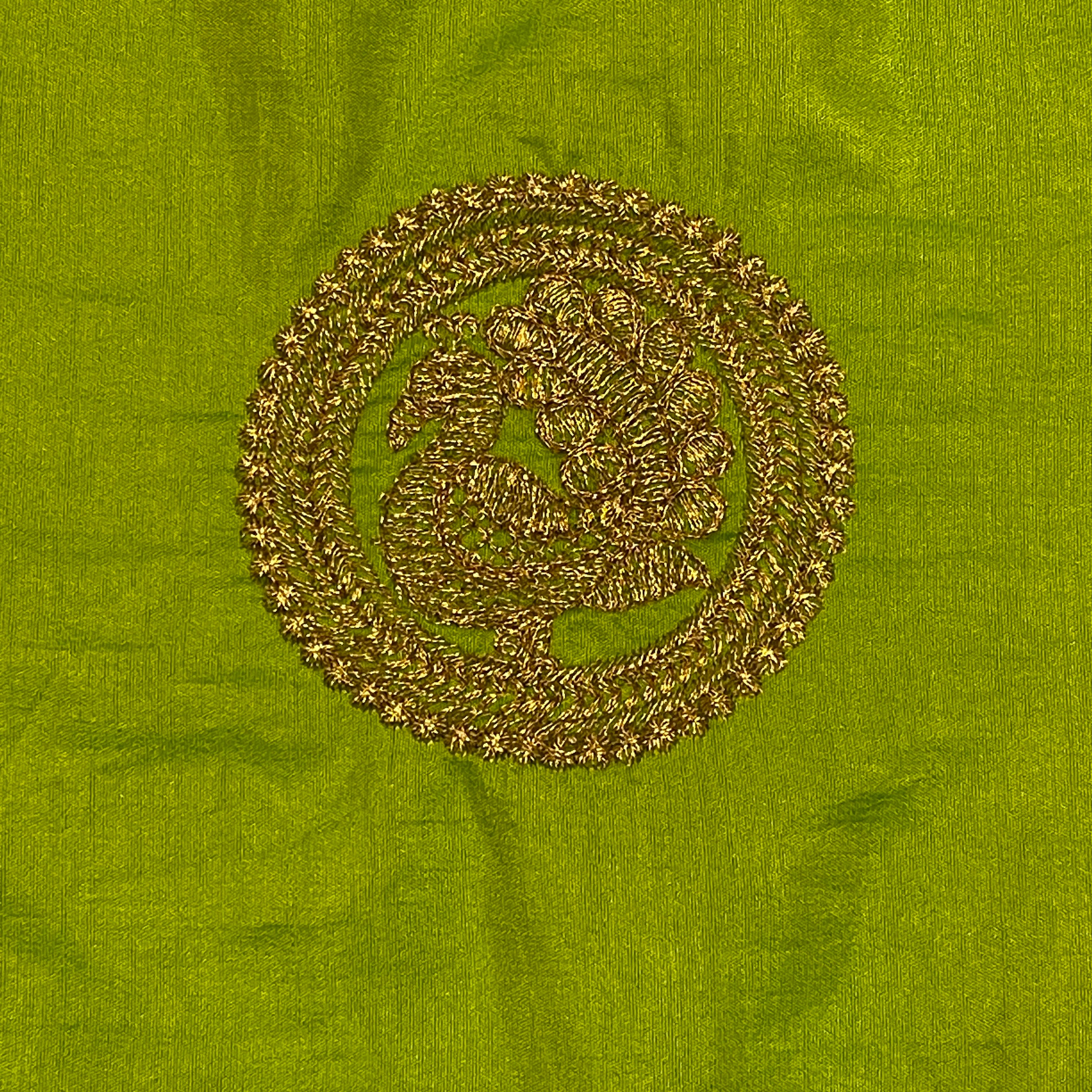 Bright Green Silk Saree - Vintage India NYC