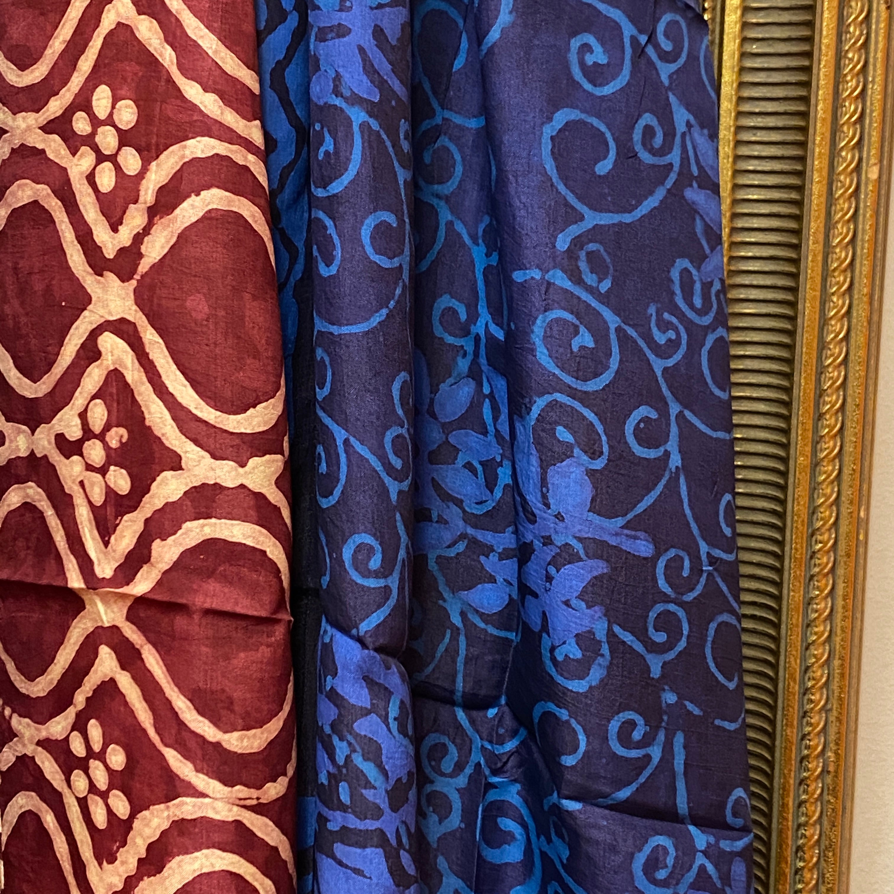 Bagru Silk Scarves -5 styles - Vintage India NYC